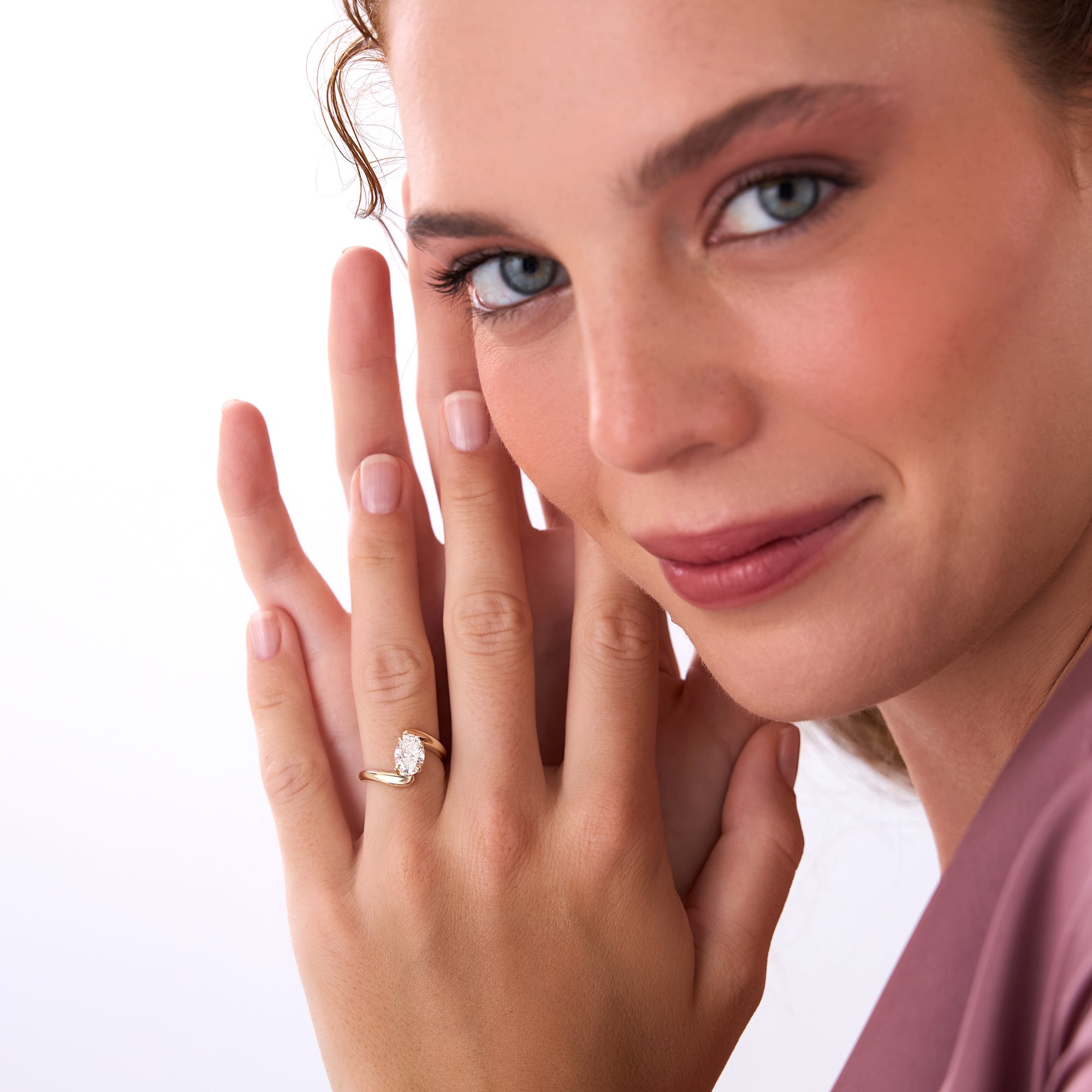 OBFJ0554 - 1.50 Ctw 14k Lab Grown Oval Shaped Diamond Bypass Ring - Flavia 2