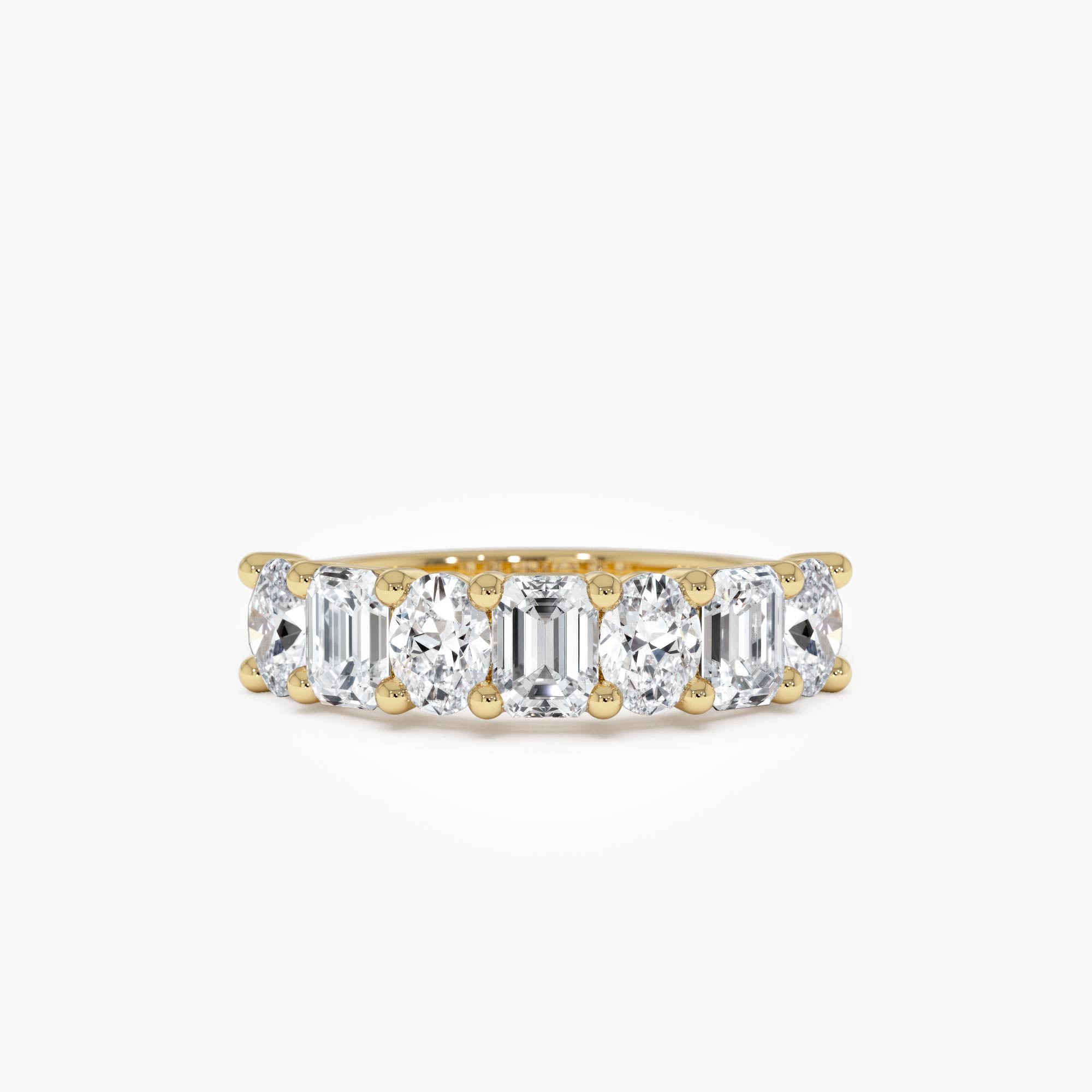 OBFJ0504 - 1.85 Ctw 14k Lab Grown Mixed Emerald & Oval Cut Anniversary Band - Zita 1