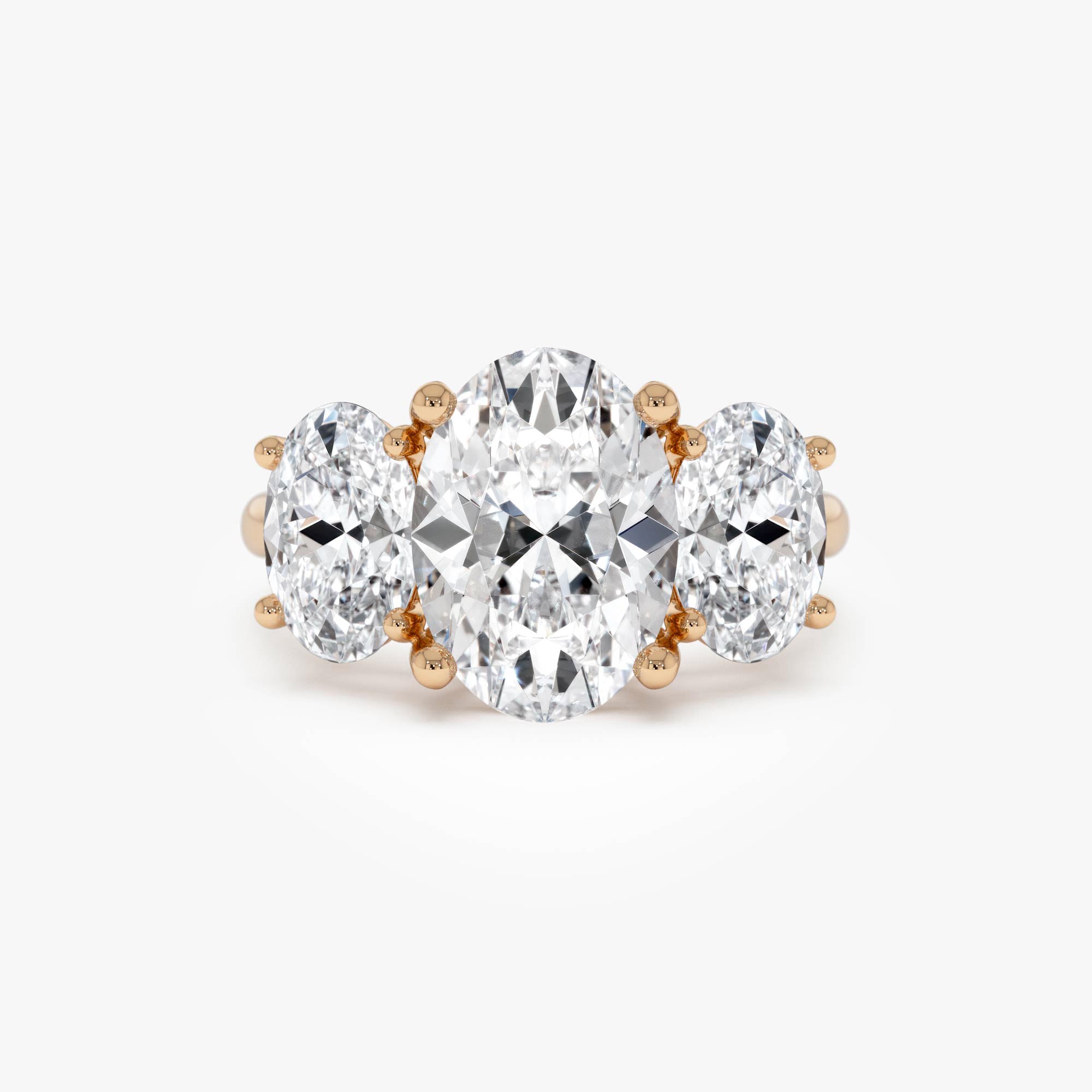 OBFJ0555 - 5.15 Ctw 14k Lab Grown Oval Shaped Three-Stone Diamond Engagement Ring - Laura 7