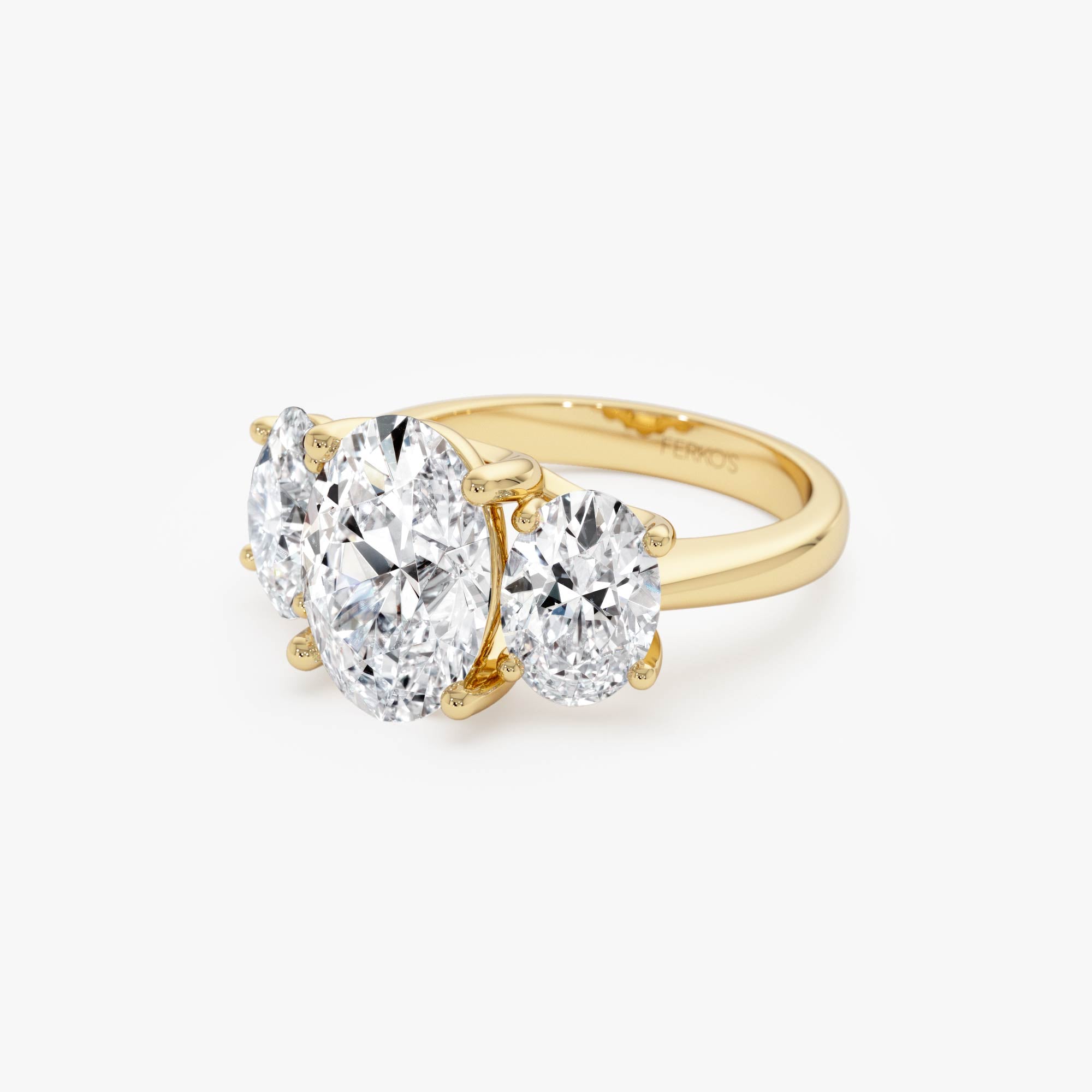 OBFJ0555 - 5.15 Ctw 14k Lab Grown Oval Shaped Three-Stone Diamond Engagement Ring - Laura 9