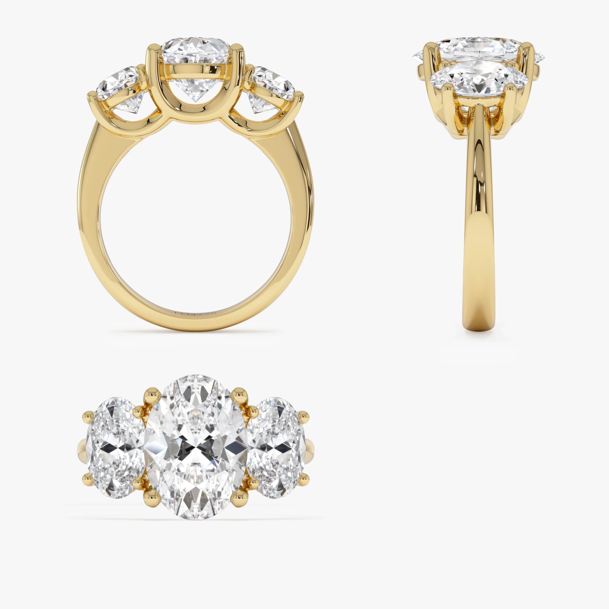 OBFJ0555 - 5.15 Ctw 14k Lab Grown Oval Shaped Three-Stone Diamond Engagement Ring - Laura 10
