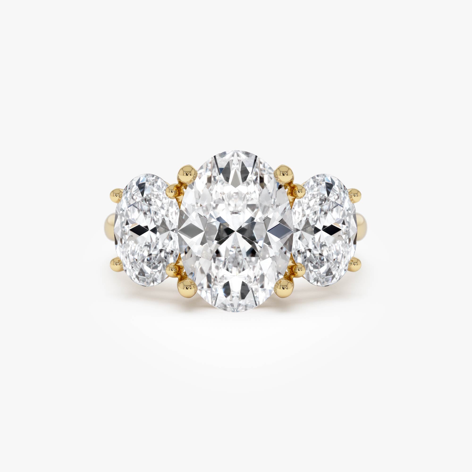 OBFJ0555 - 5.15 Ctw 14k Lab Grown Oval Shaped Three-Stone Diamond Engagement Ring - Laura 1