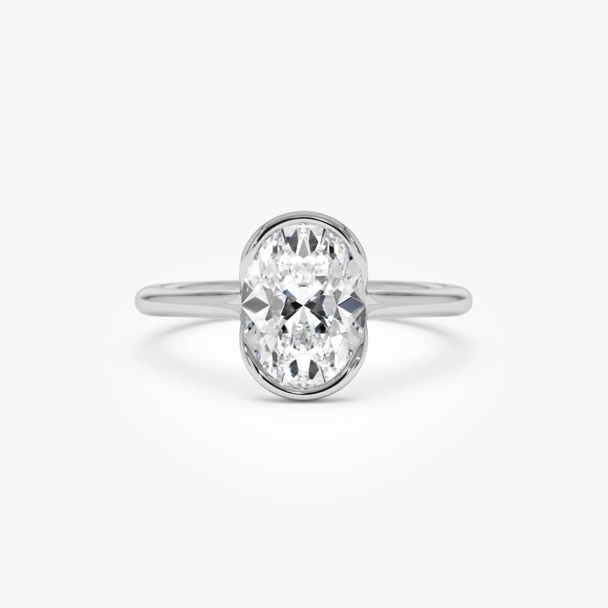 OBFJ0550 - 1.5 Ctw 14k Oval Shaped Lab Grown Diamond Half Bezel Engagement Ring - Rita 7
