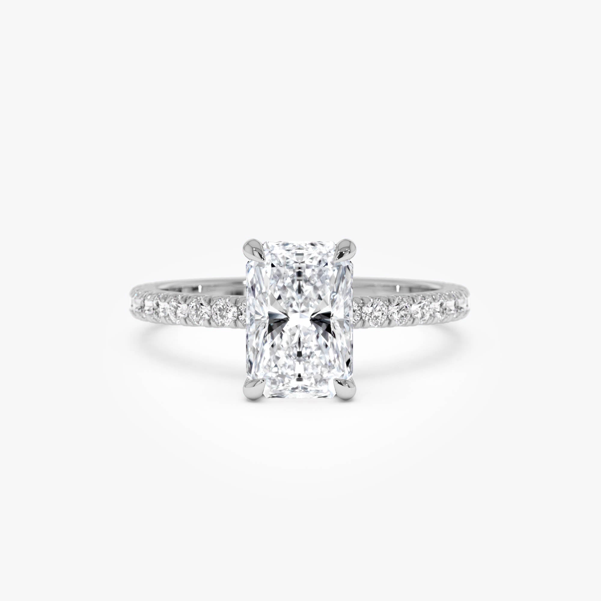 OBFJ0580 - 2.00 Ctw 14k Radiant Cut Lab Grown Diamond Pavé Band Ring with Hidden Halo – Delara 9