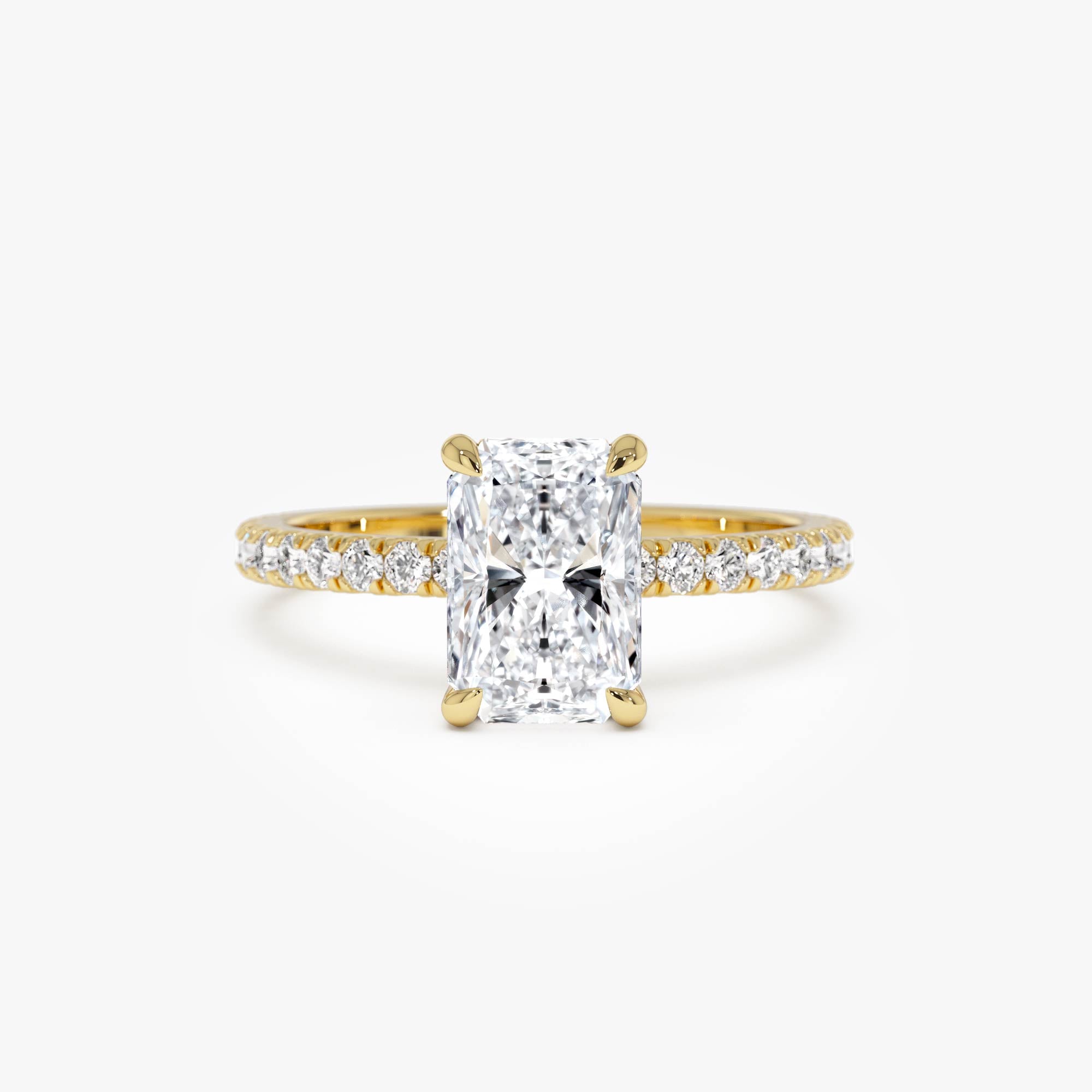 OBFJ0580 - 2.00 Ctw 14k Radiant Cut Lab Grown Diamond Pavé Band Ring with Hidden Halo – Delara 1