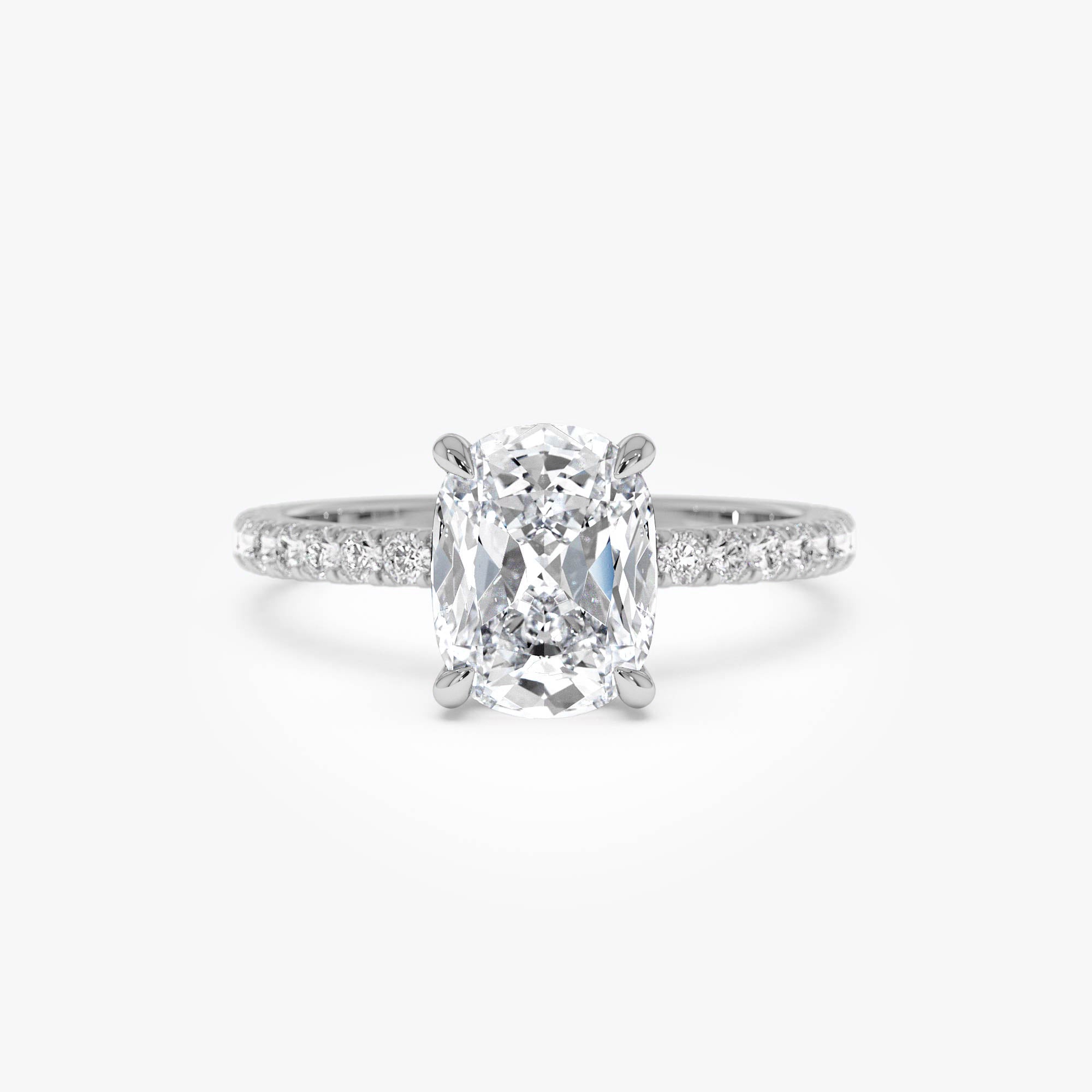 OBFJ0581 - 2.00 Ctw 14k Cushion Cut Lab Grown Diamond Pavé Band Ring with Hidden Halo – Renée 7