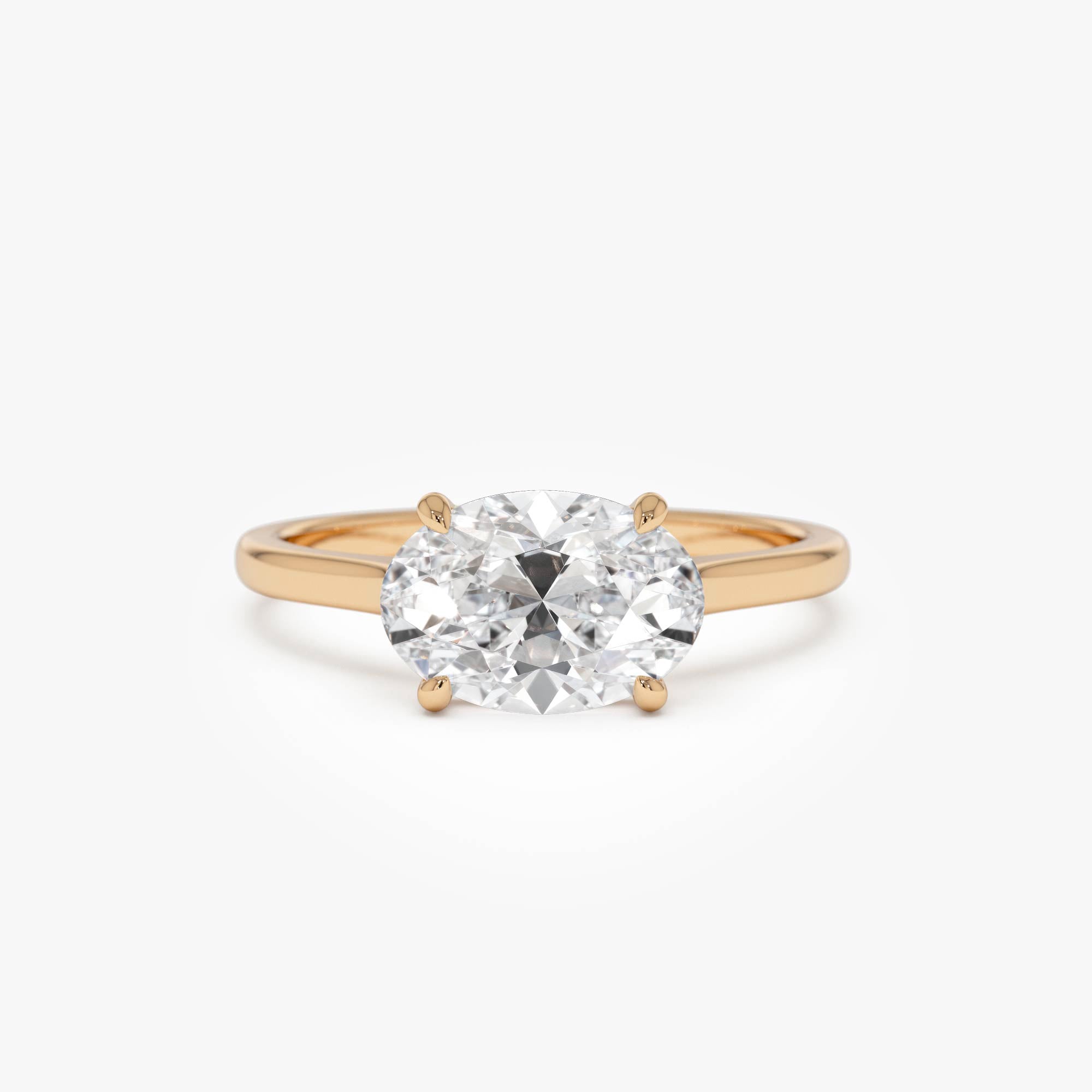 OBFJ0510 - 1 CTW 14k Oval Shaped Lab Grown Pear Shaped East-West Set Diamond Ring - Nives 7