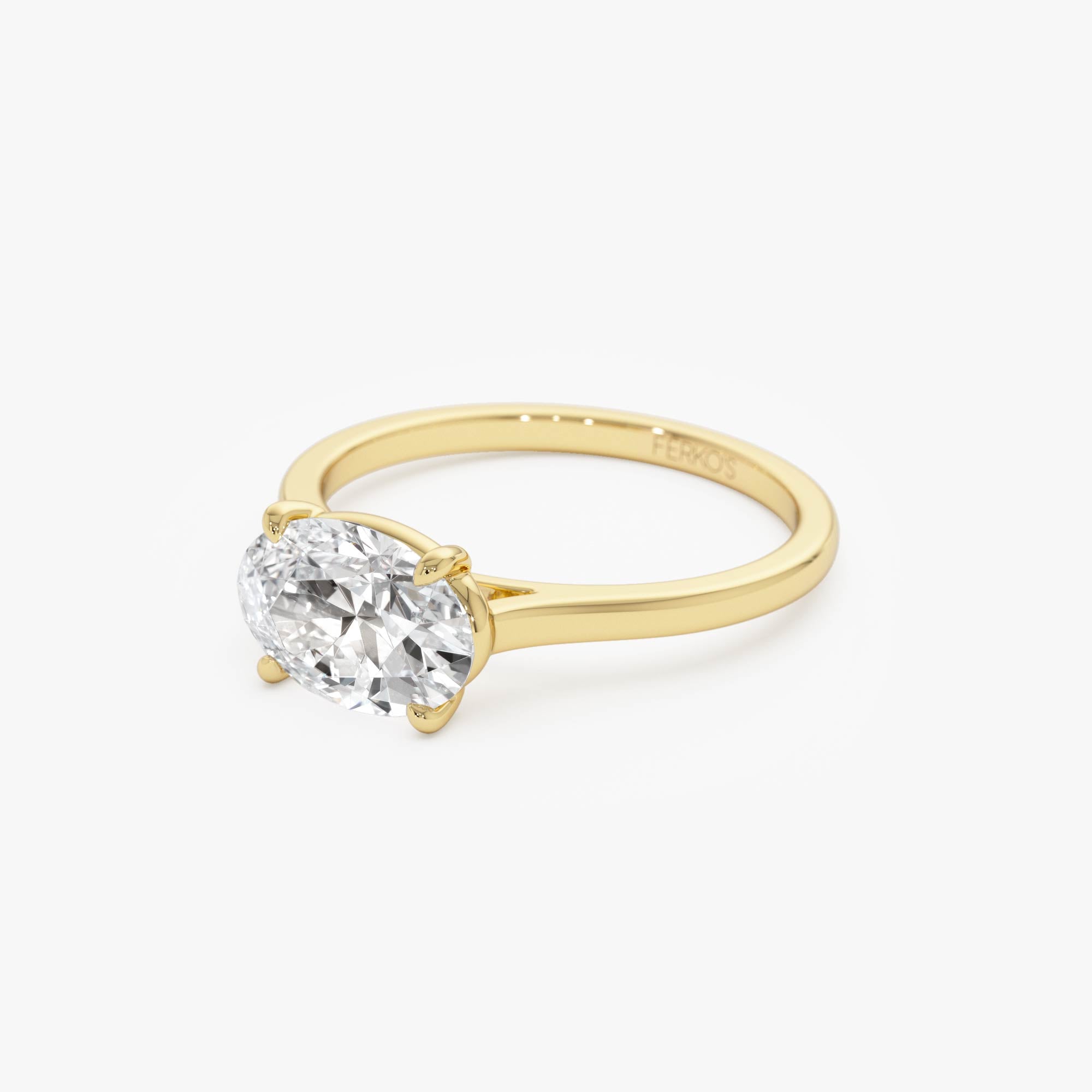 OBFJ0510 - 1 CTW 14k Oval Shaped Lab Grown Pear Shaped East-West Set Diamond Ring - Nives 9
