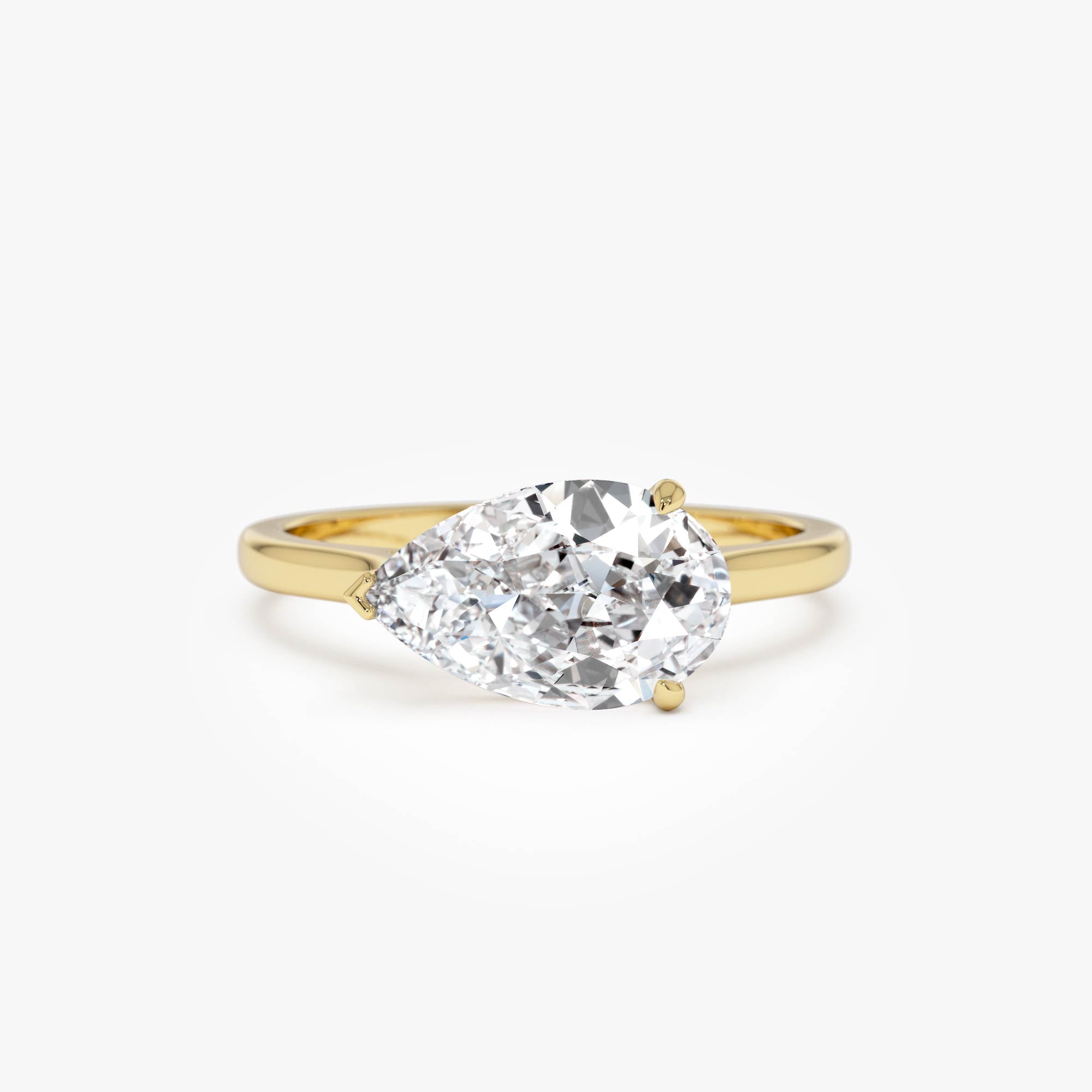OBFJ0509 - 1 CTW 14k Pear Shaped Lab Grown Pear Shaped East-West Set Diamond Ring - Daria 1