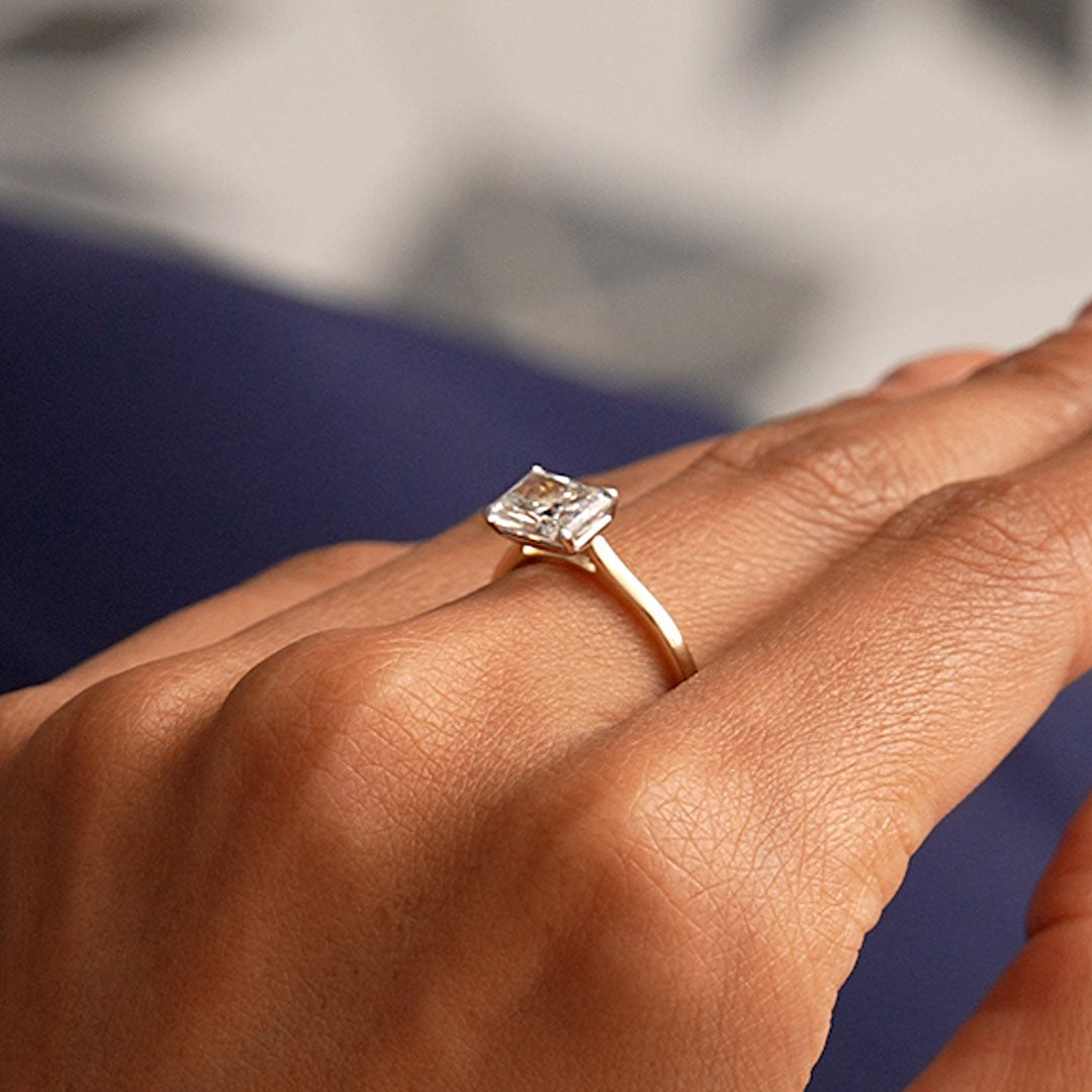 OBFJ0417 - 1 CTW 14k Radiant Cut Lab Grown Radiant Shaped East-West Set Diamond Ring - Alba 9