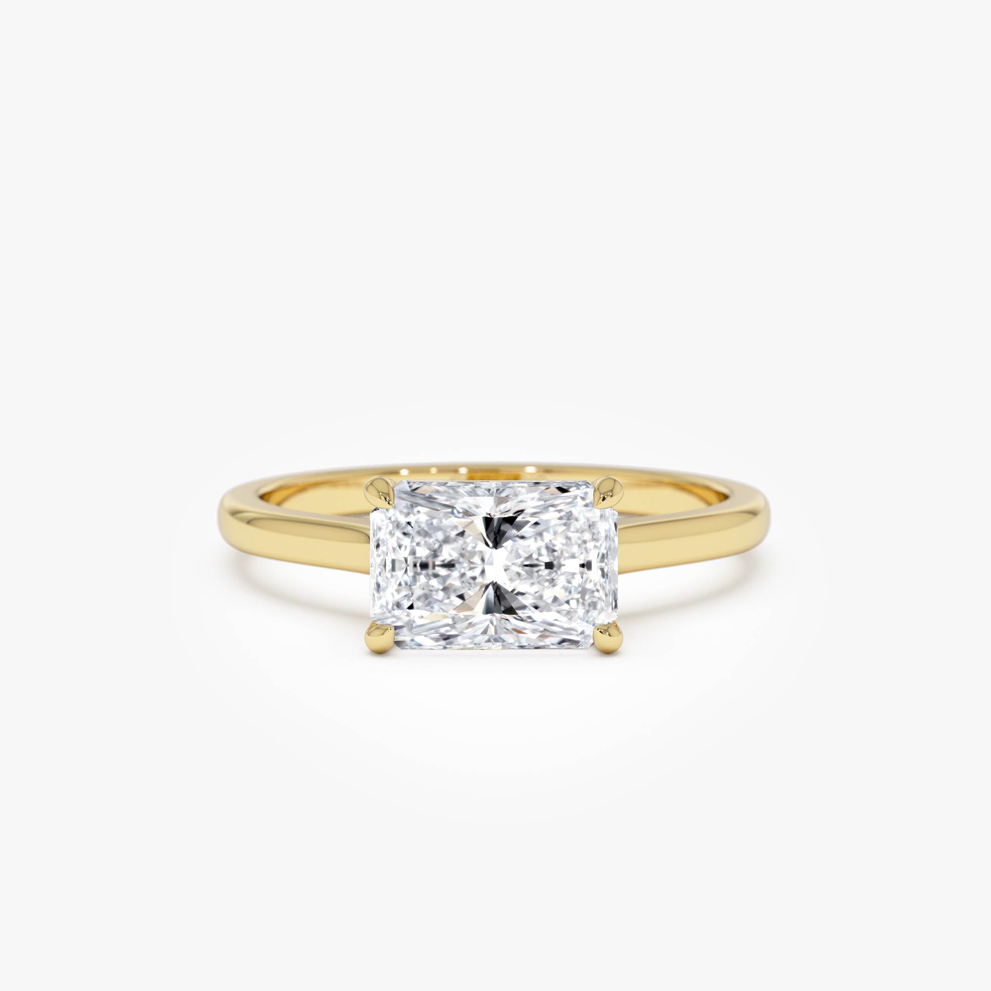 OBFJ0417 - 1 CTW 14k Radiant Cut Lab Grown Radiant Shaped East-West Set Diamond Ring - Alba 1