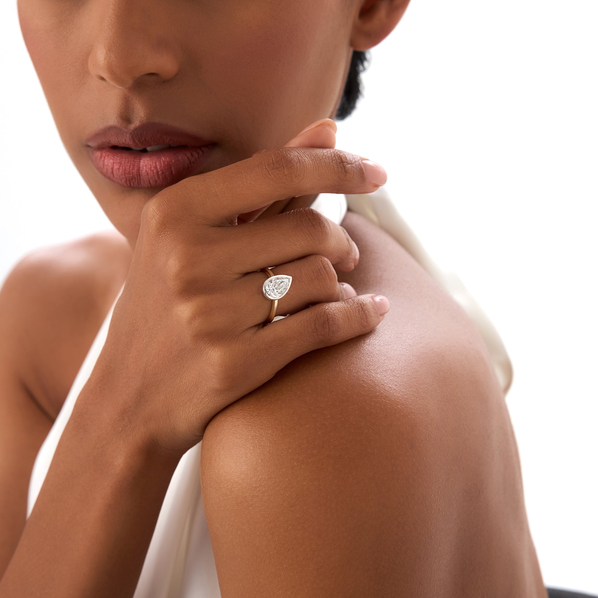OBFJ0418 - 1.50ctw 14k Pear Shaped Lab Grown Diamond Unique Engagement Ring - Pia 6