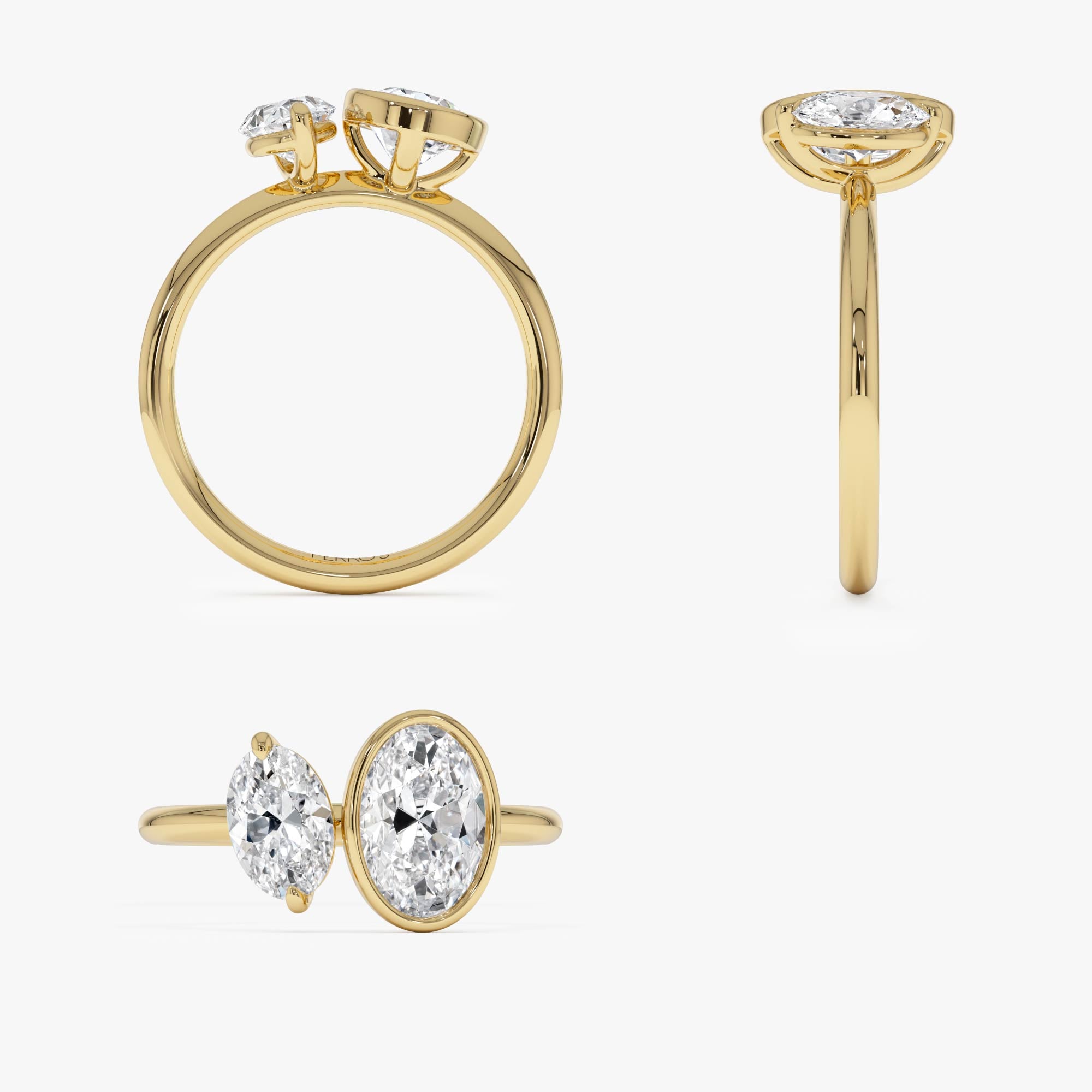 OBFJ0415 - 1.50ct 14k Oval Shaped Lab Grown Diamond Toi et Moi Ring - Amia 9