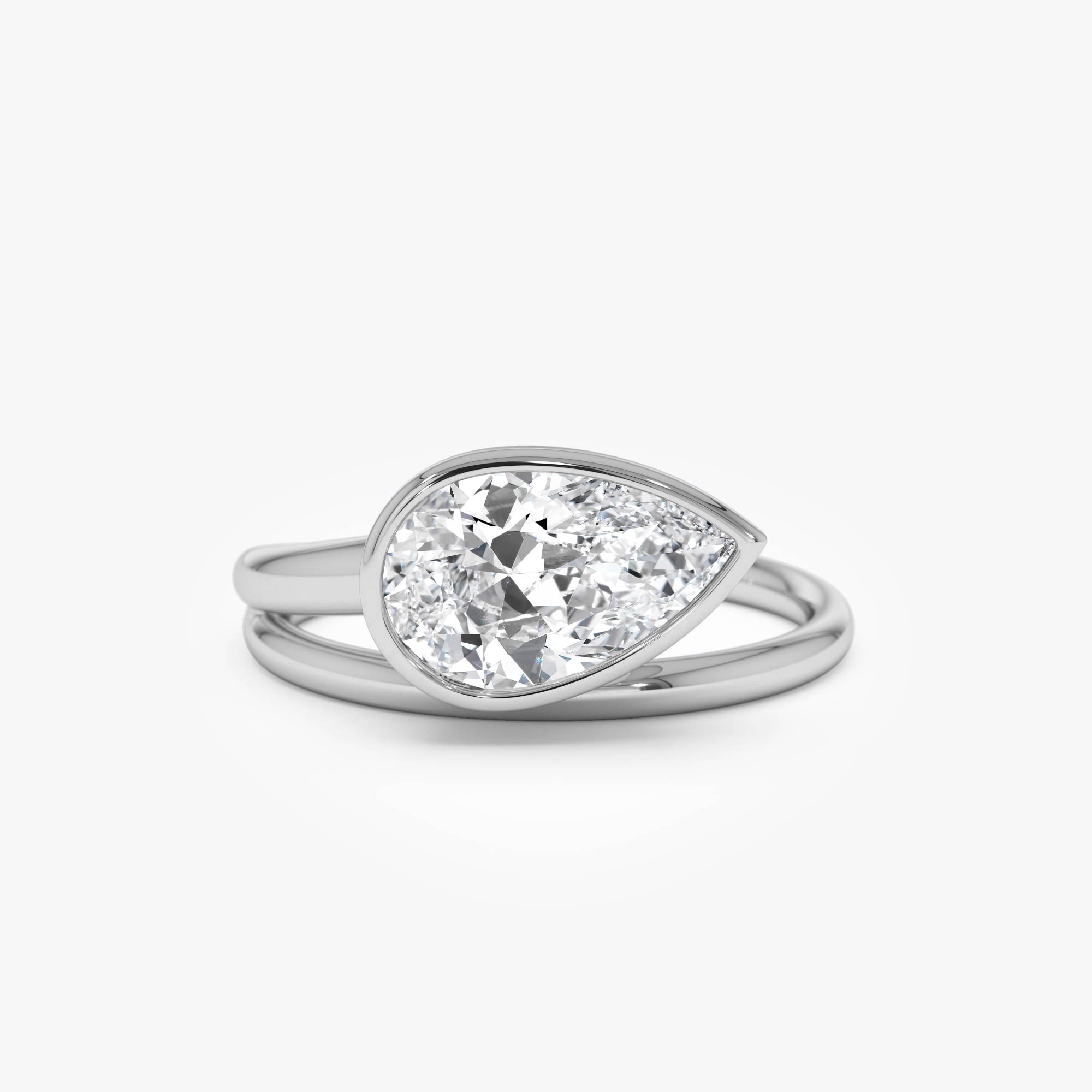 OBFJ0356 - 1.5 Ctw Pear Bezel Setting Lab Diamond Ring - Mira 2
