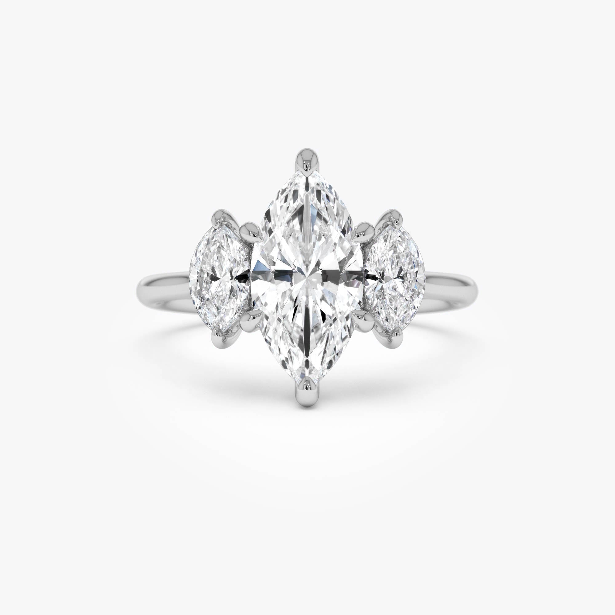 OBFJ0413 - 2.00ctw 14k Marquise Shaped Three Stone Lab Grown Diamond Engagement Ring - Adele 8