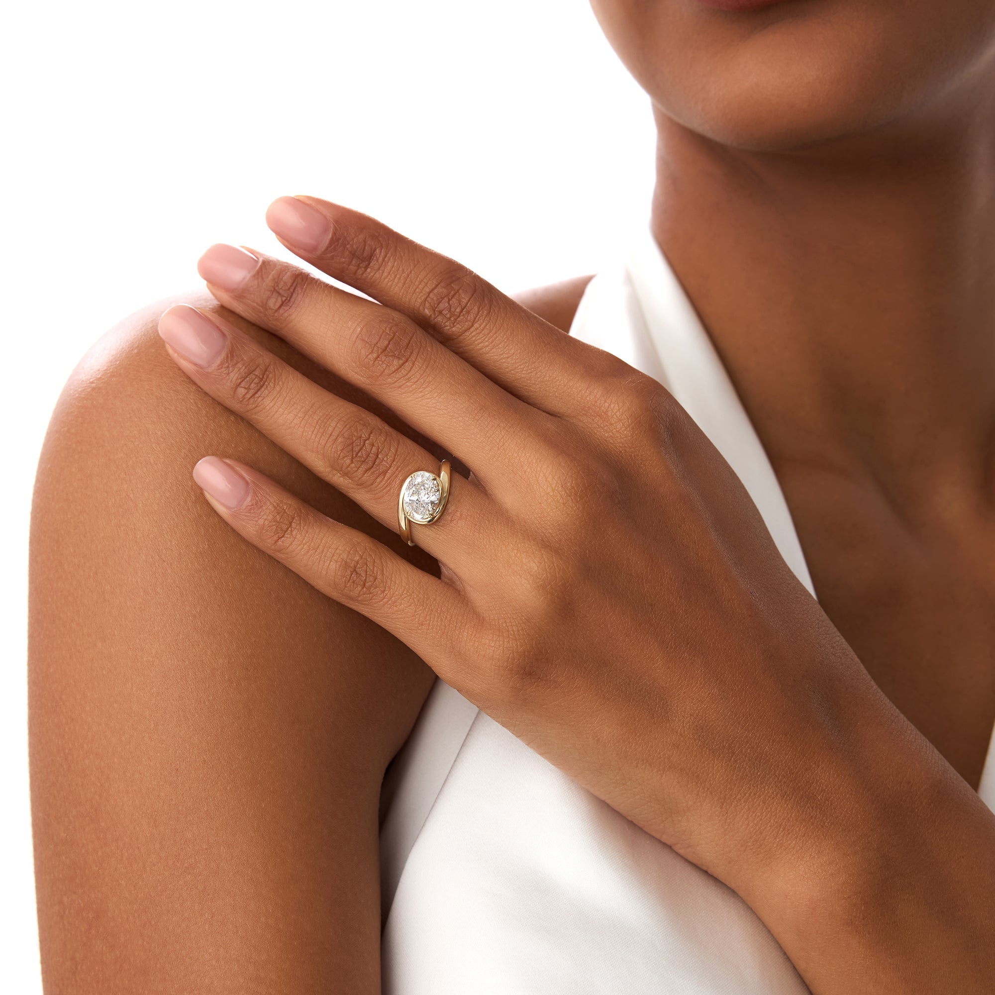 OBFJ0412 - 1.50ctw 14k Oval Shaped LabGrown Diamond Bypass Engagement Ring - Bianca 5
