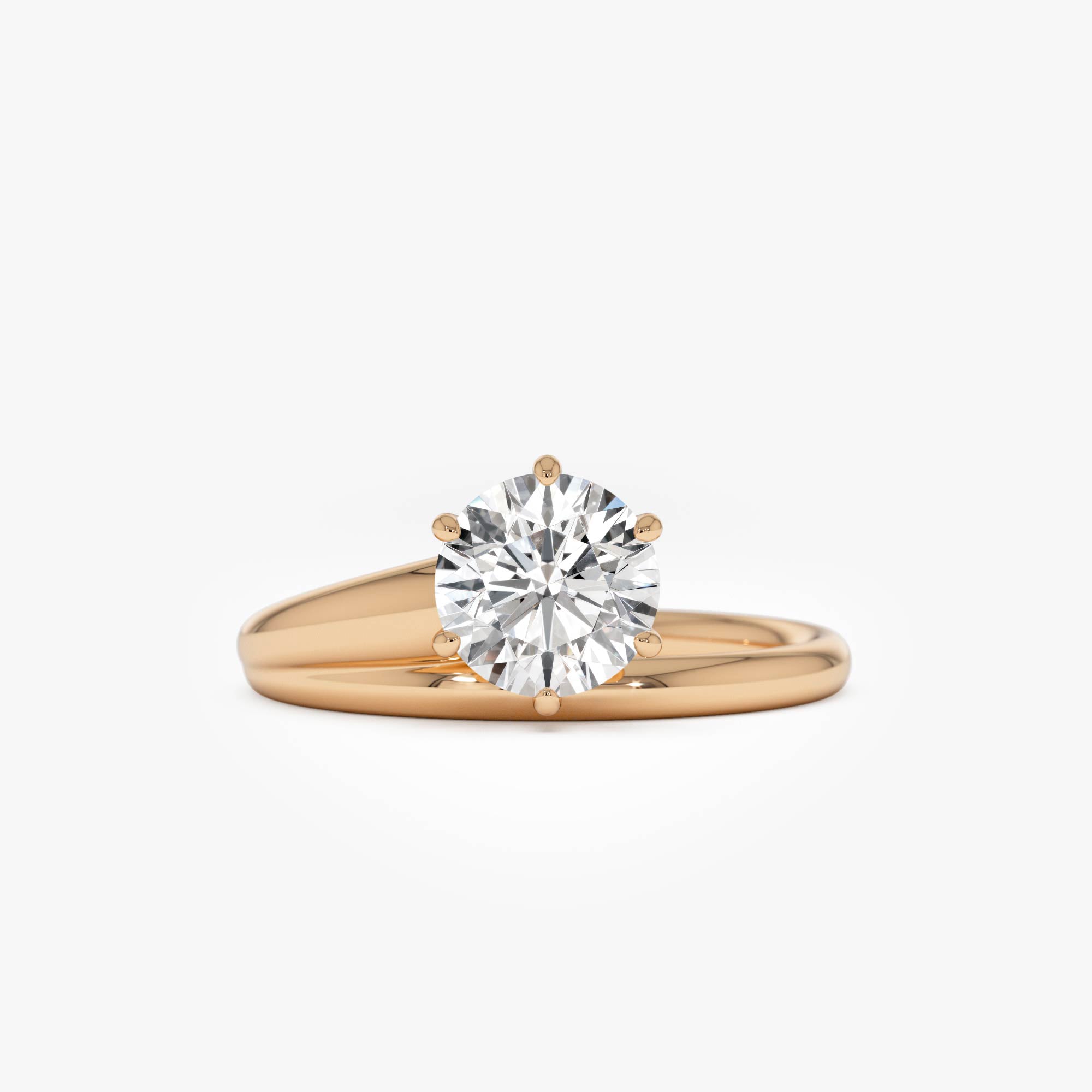 OBFJ0382 - 1.00 Ctw Round Lab Diamond Unique Solitaire Ring 6