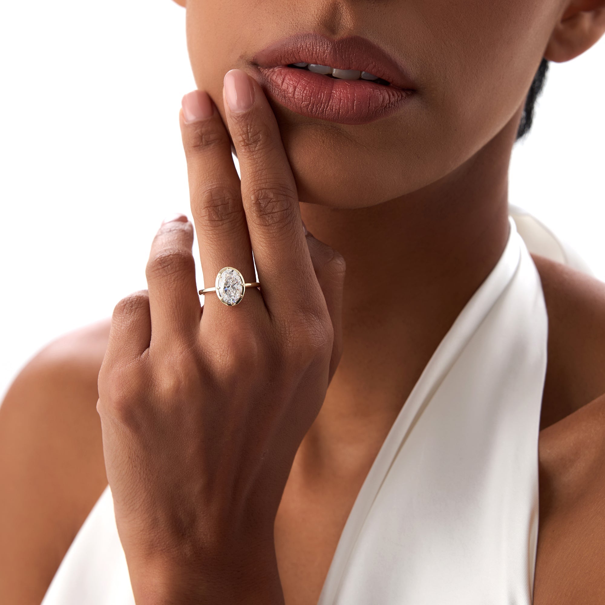 OBFJ0389 - 2.00 Ctw 14k Gold Oval Shape Lab Grown Diamond Claw Prong Engagement Ring - Leta 3
