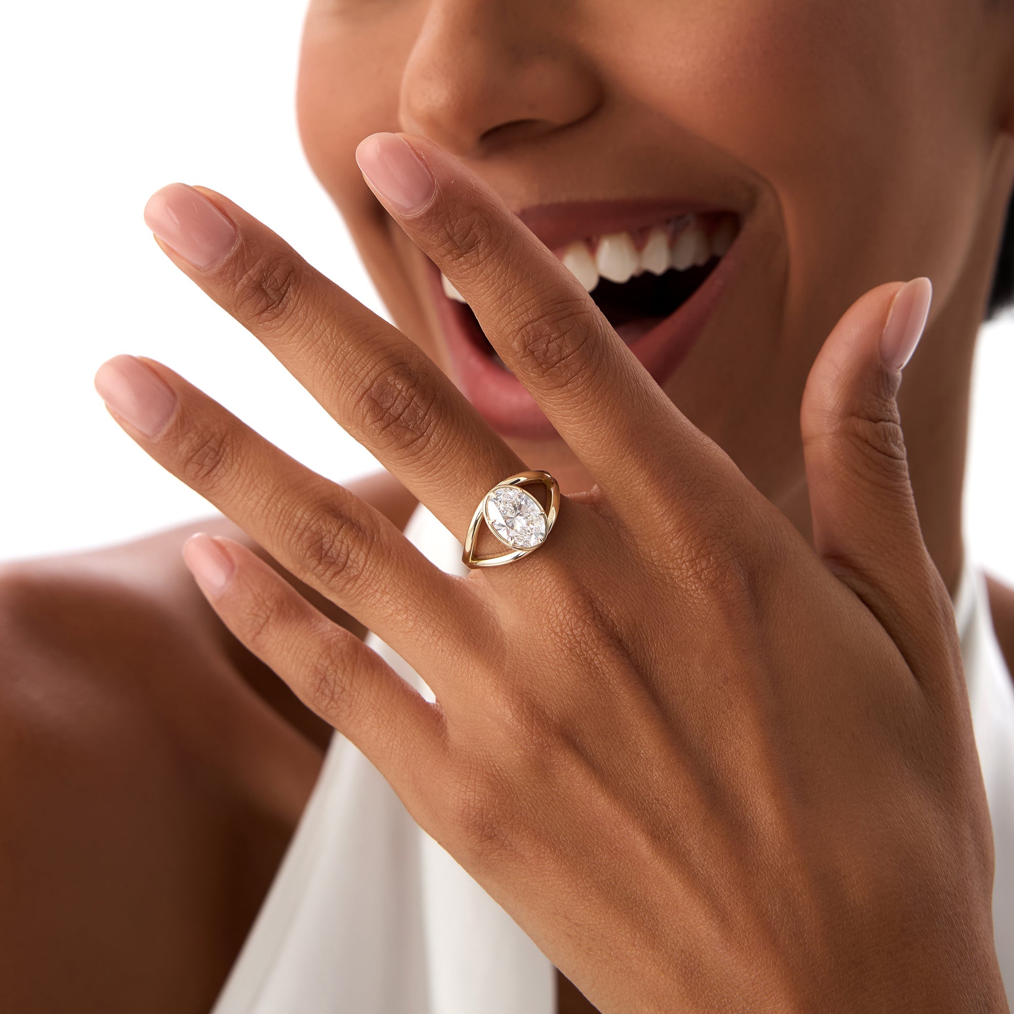 OBFJ0411 - 2.00ctw 14k Oval Shaped Split Shank Lab Grown Diamond Engagement Ring - Nella 4