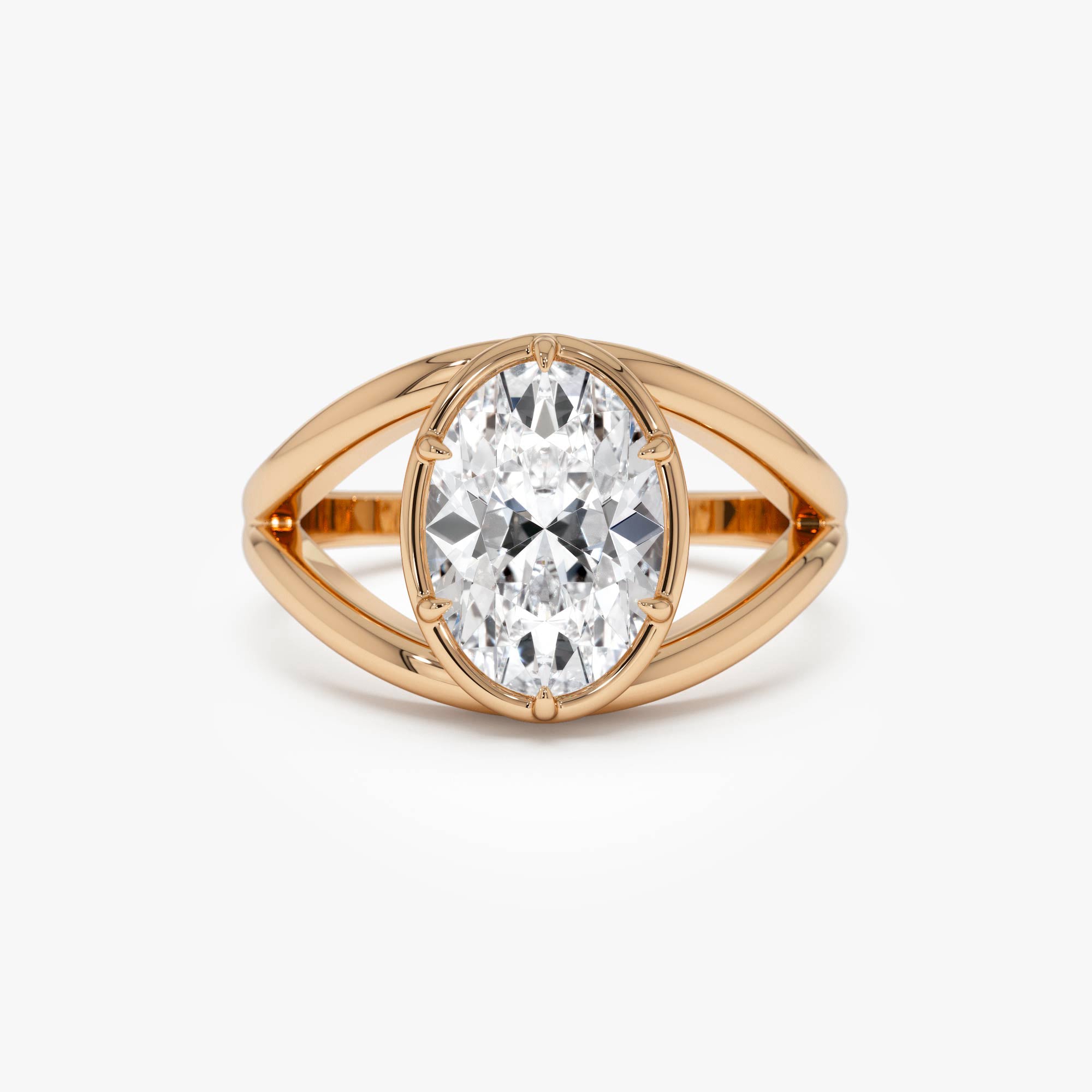 OBFJ0411 - 2.00ctw 14k Oval Shaped Split Shank Lab Grown Diamond Engagement Ring - Nella 5