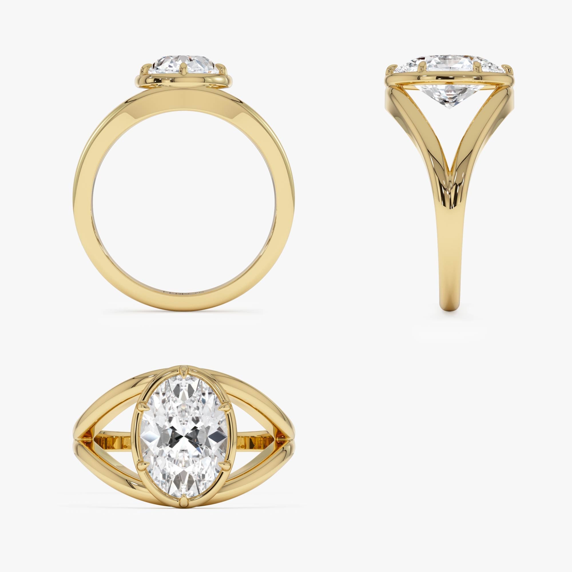 OBFJ0411 - 2.00ctw 14k Oval Shaped Split Shank Lab Grown Diamond Engagement Ring - Nella 8