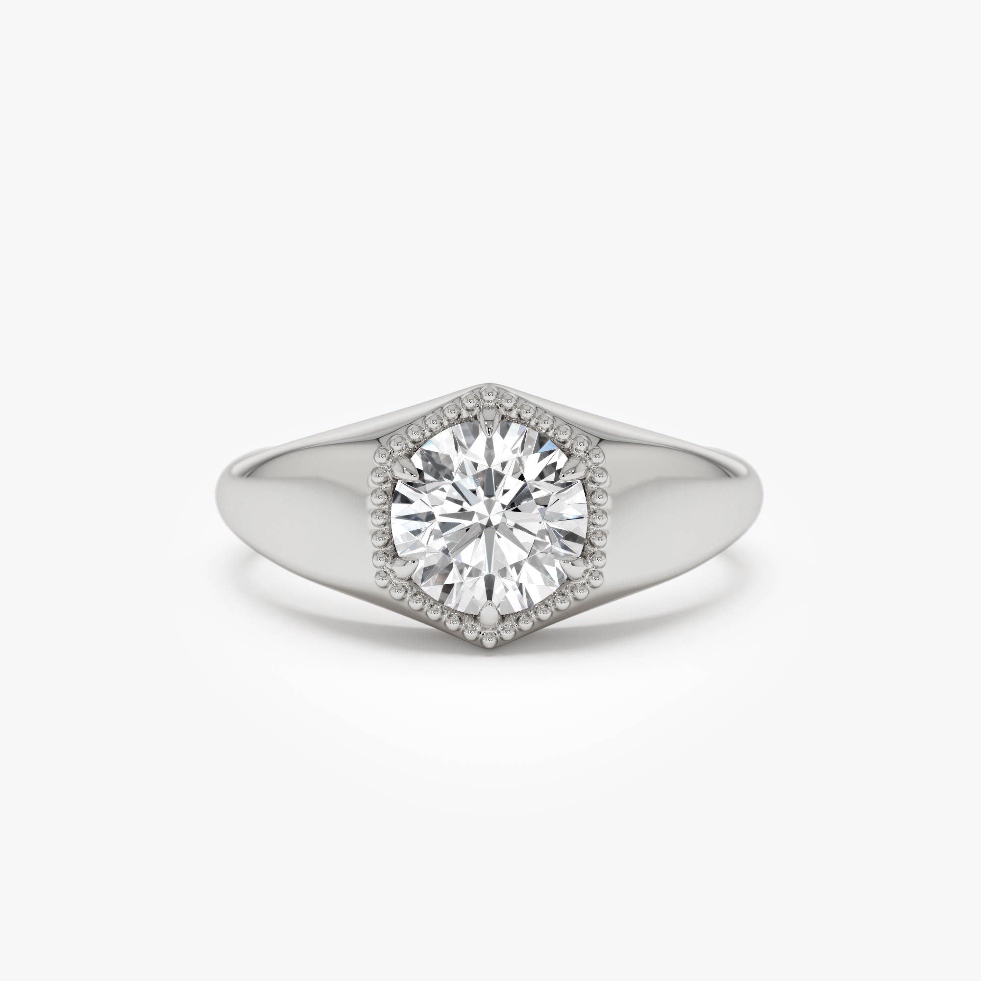 OBFJ0388 - 0.75 Ctw 14k Lab Grown Diamond Hexagon Signet Ring - Maia 8