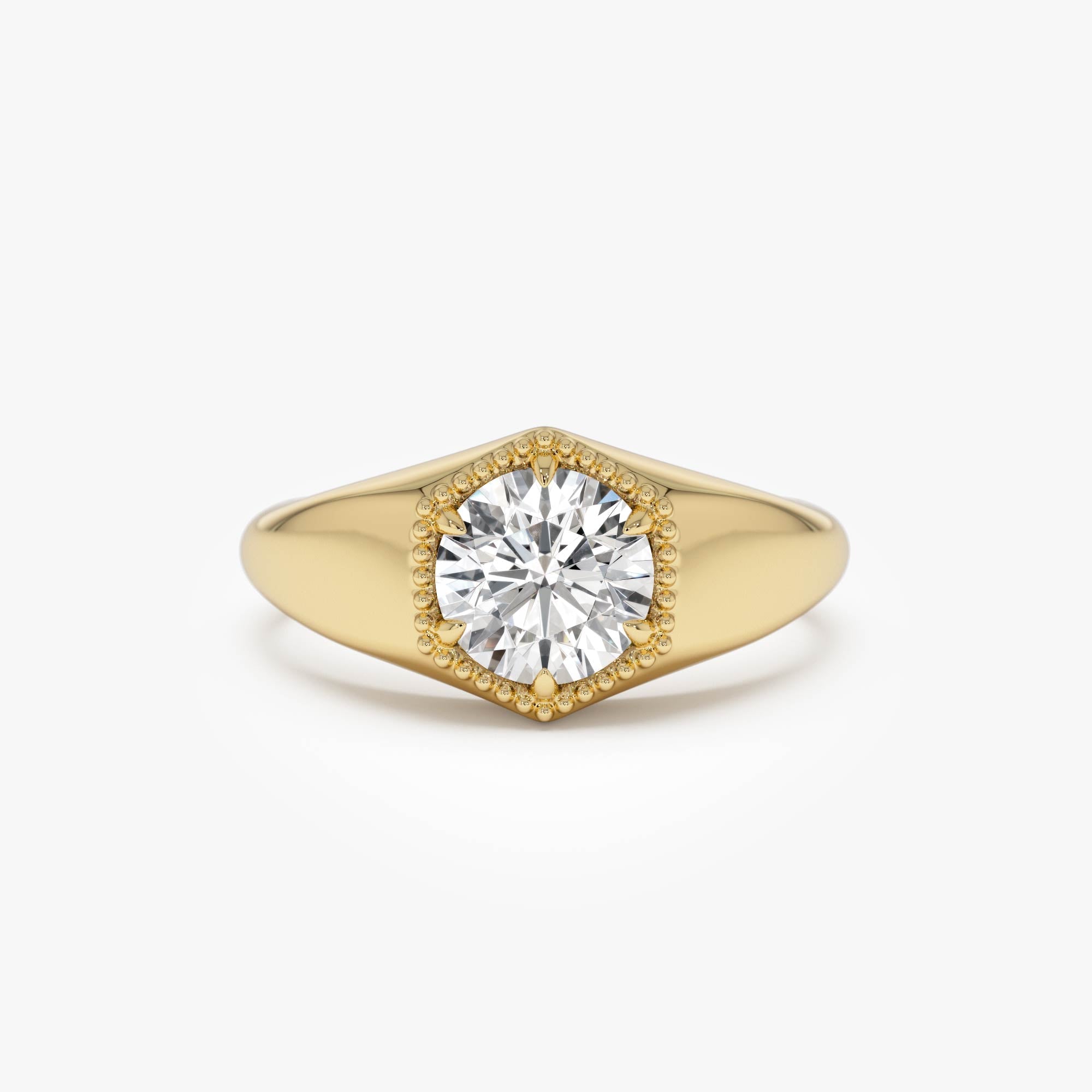 OBFJ0388 - 0.75 Ctw 14k Lab Grown Diamond Hexagon Signet Ring - Maia 1