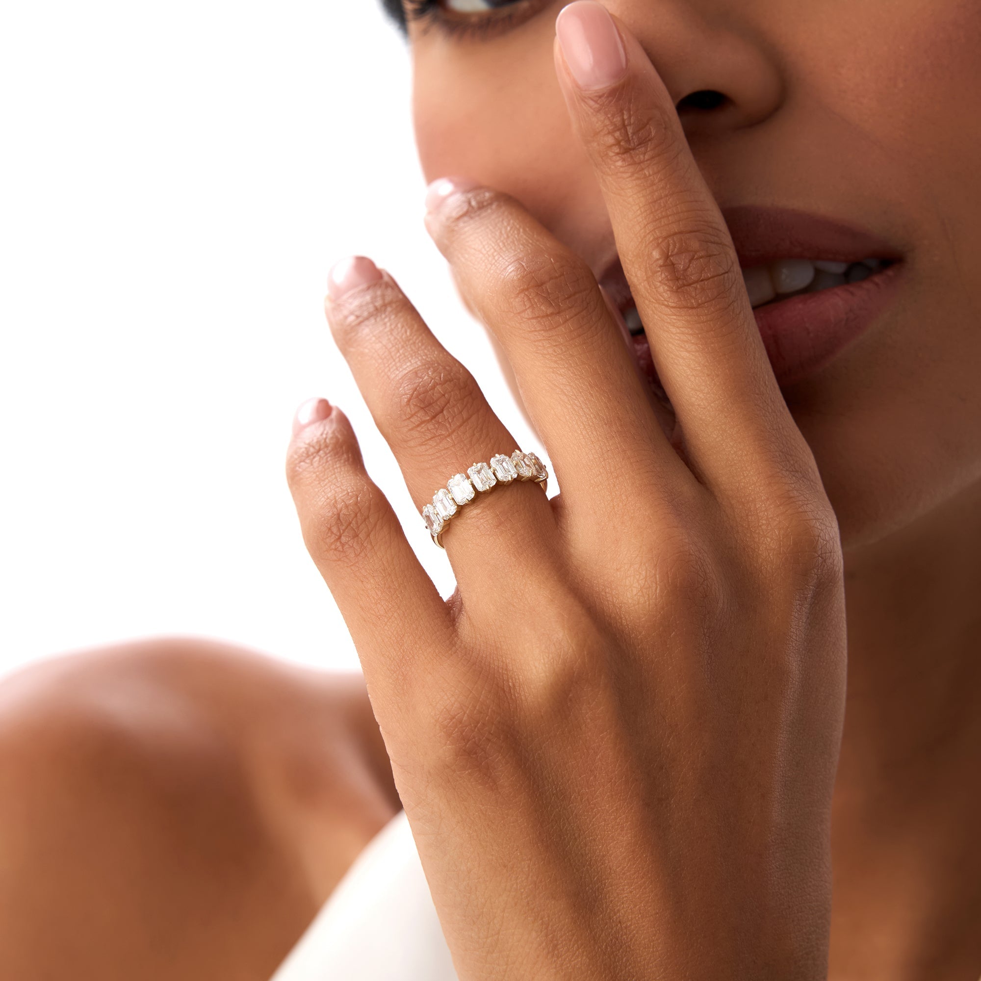 OBFJ0410 - 1.48ctw Emerald Cut Lab Diamond Anniversary Ring - Pina 2