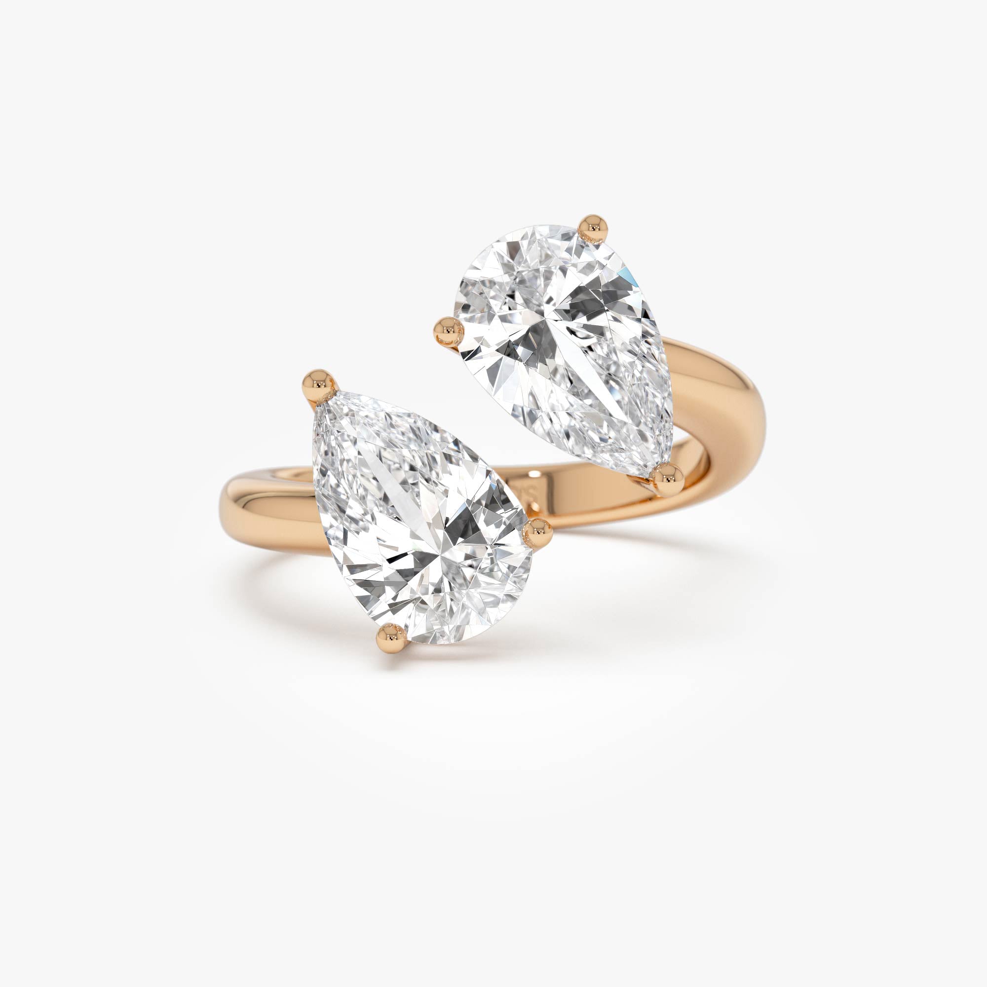 OBFJ0408 - 3.05ctw 14k Pear Shaped Lab Grown Diamond Toi et Moi Ring - Zora 5