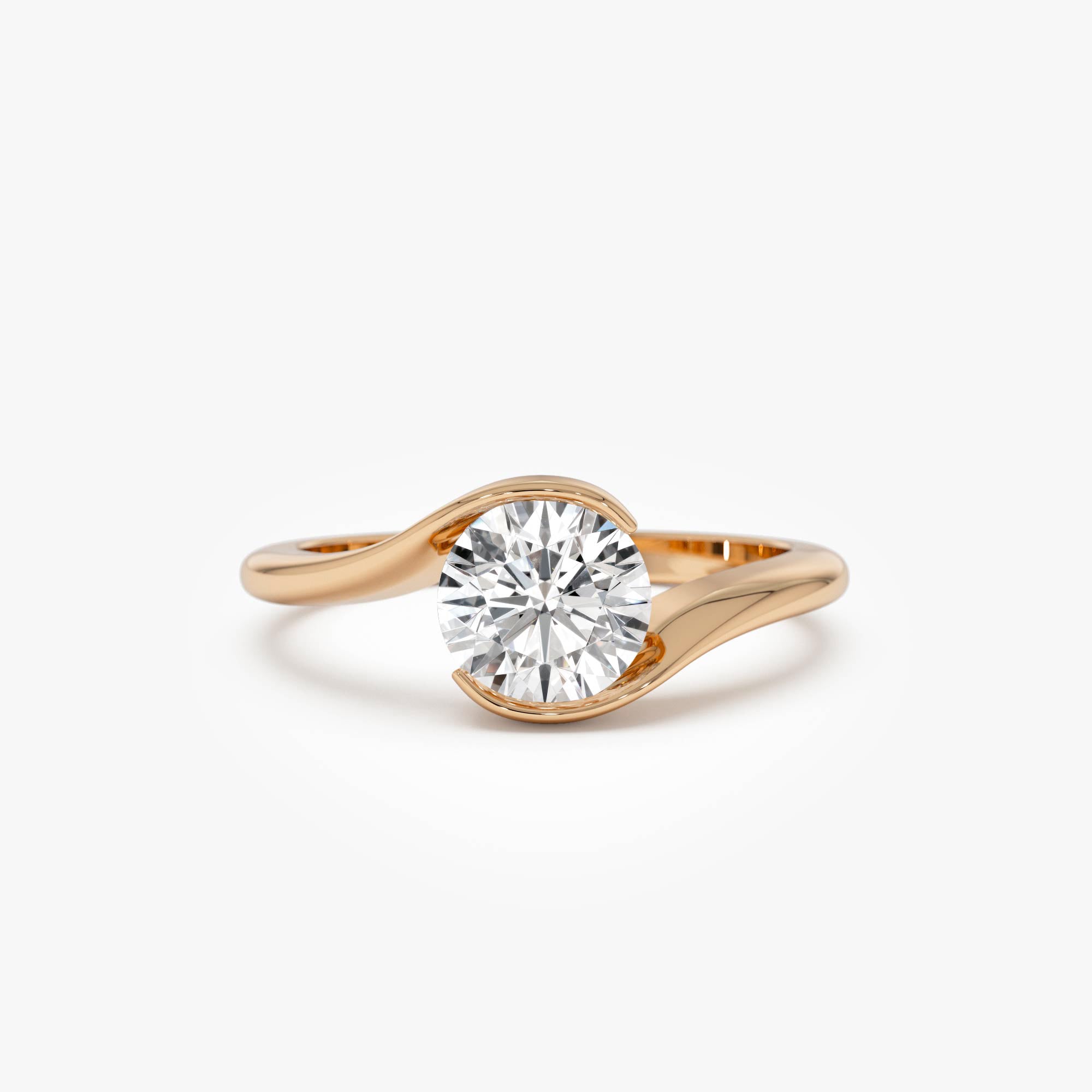 OBFJ0353 - 1.00 Ctw 14k Gold Round Shape Lab Grown Diamond S Shape Engagement Ring - Maris 7