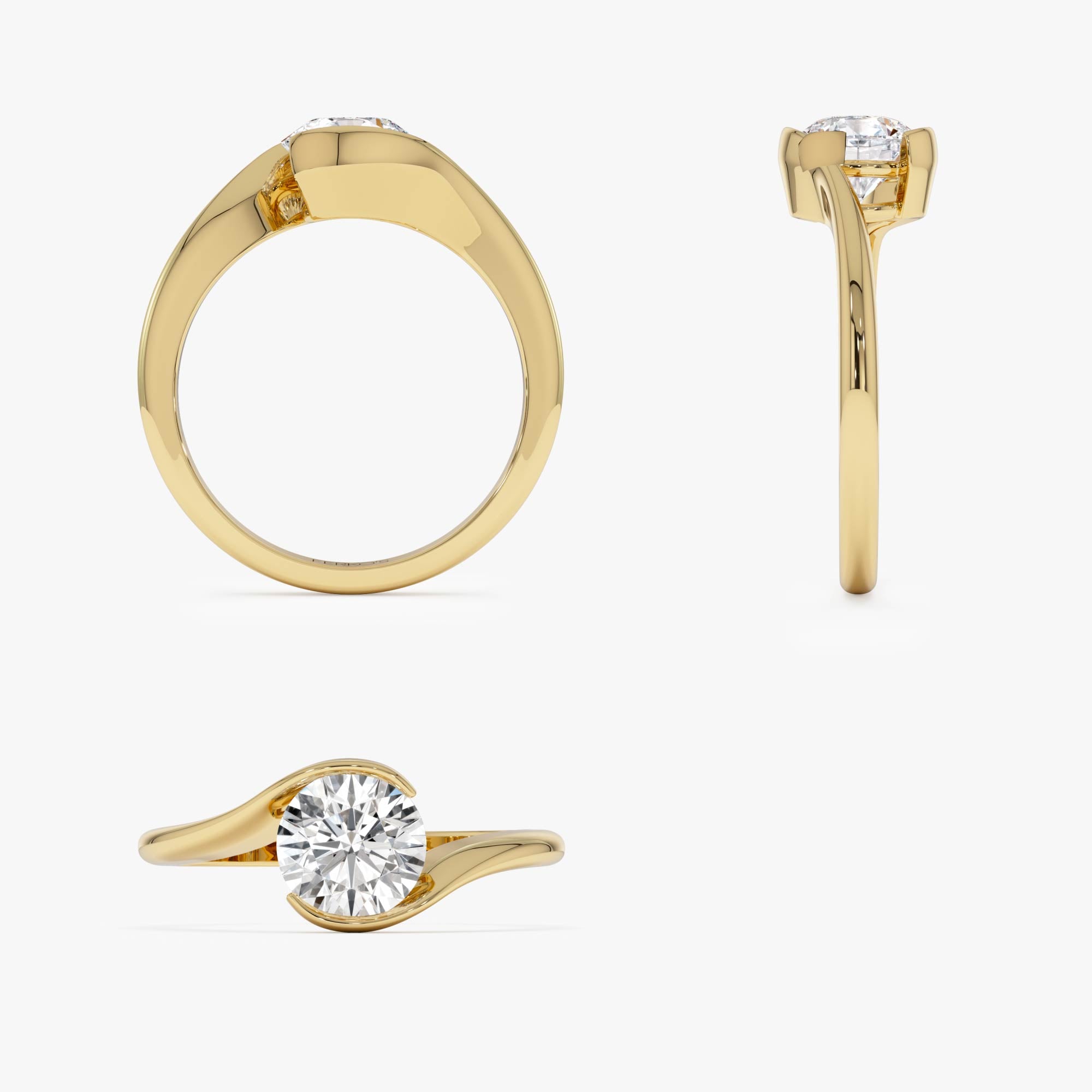 OBFJ0353 - 1.00 Ctw 14k Gold Round Shape Lab Grown Diamond S Shape Engagement Ring - Maris 9