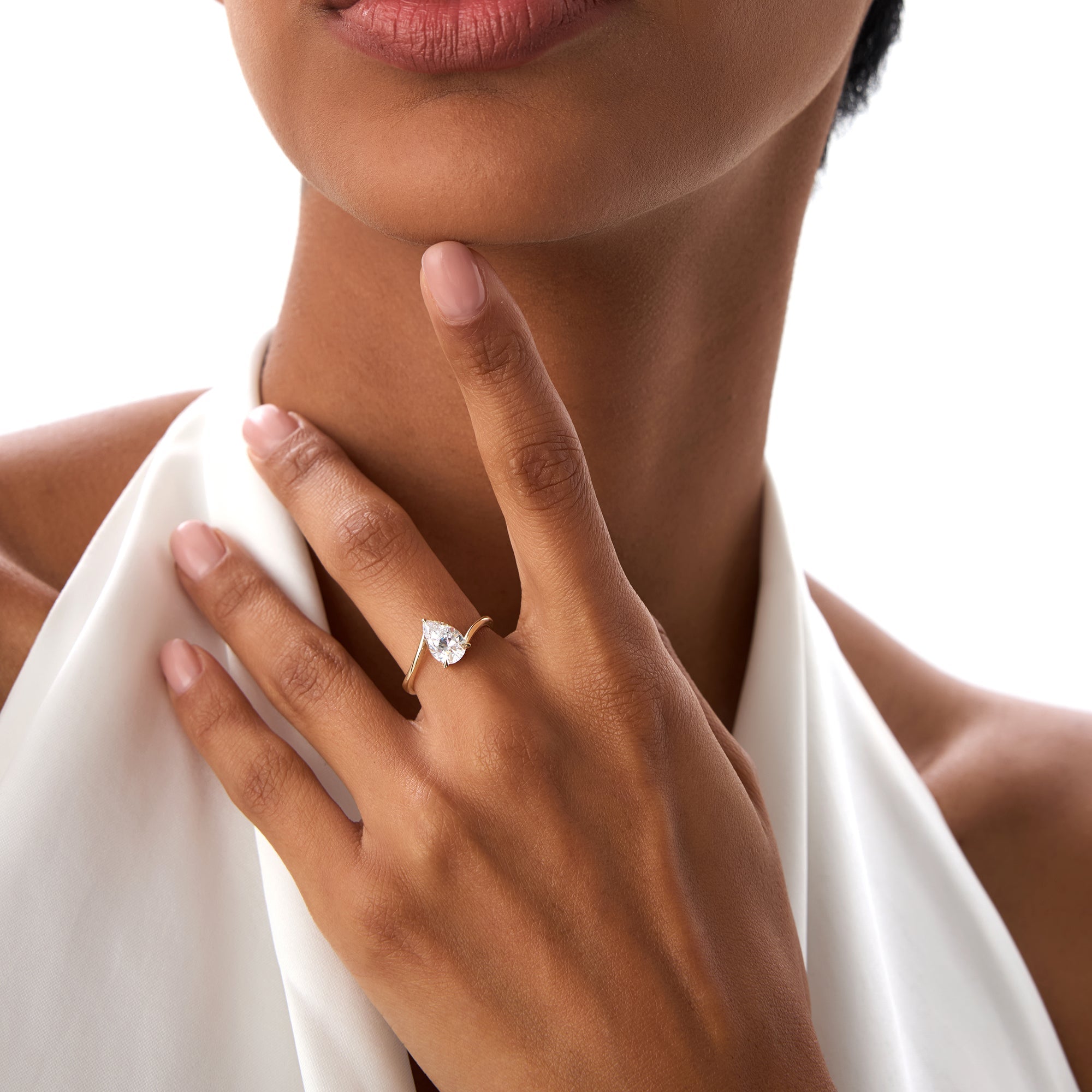 OBFJ0351 - 1.00 Ctw 14k Gold Pear Shape Lab Grown Diamond S Setting Engagement Ring - Kim 3