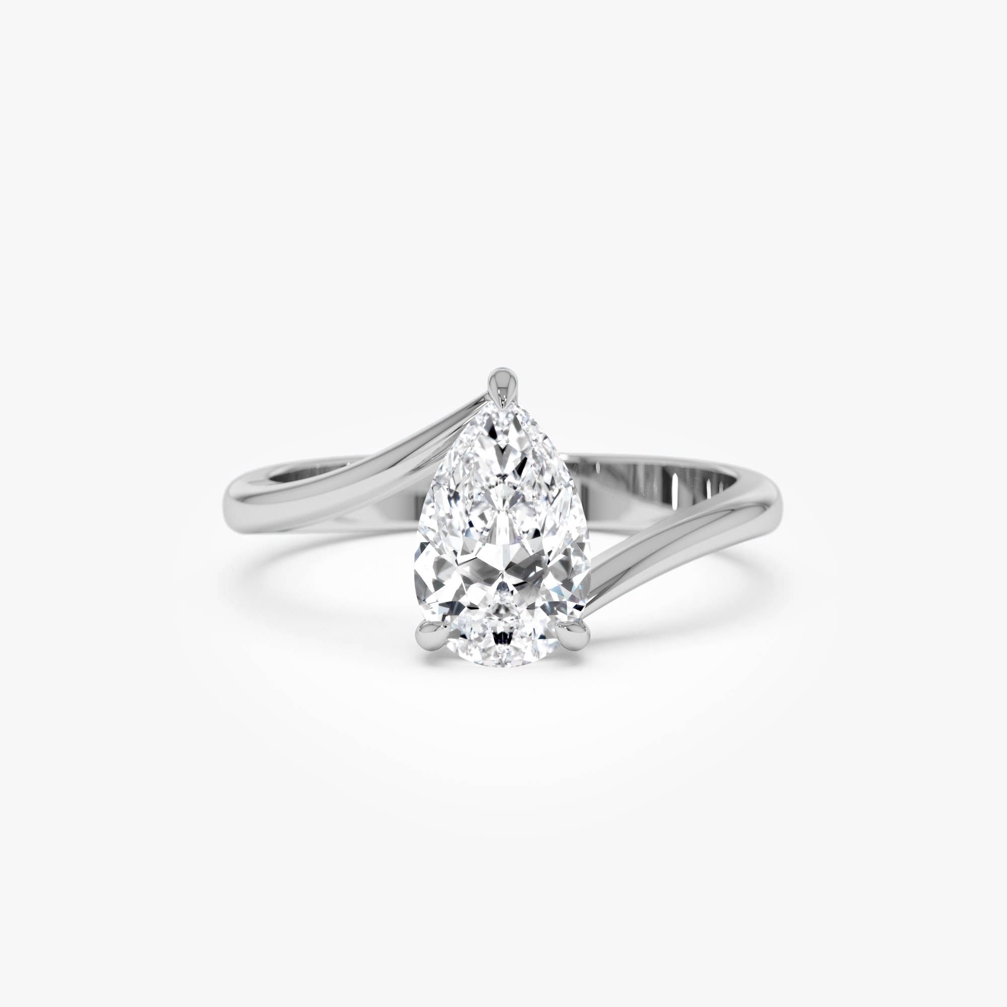 OBFJ0351 - 1.00 Ctw 14k Gold Pear Shape Lab Grown Diamond S Setting Engagement Ring - Kim 7