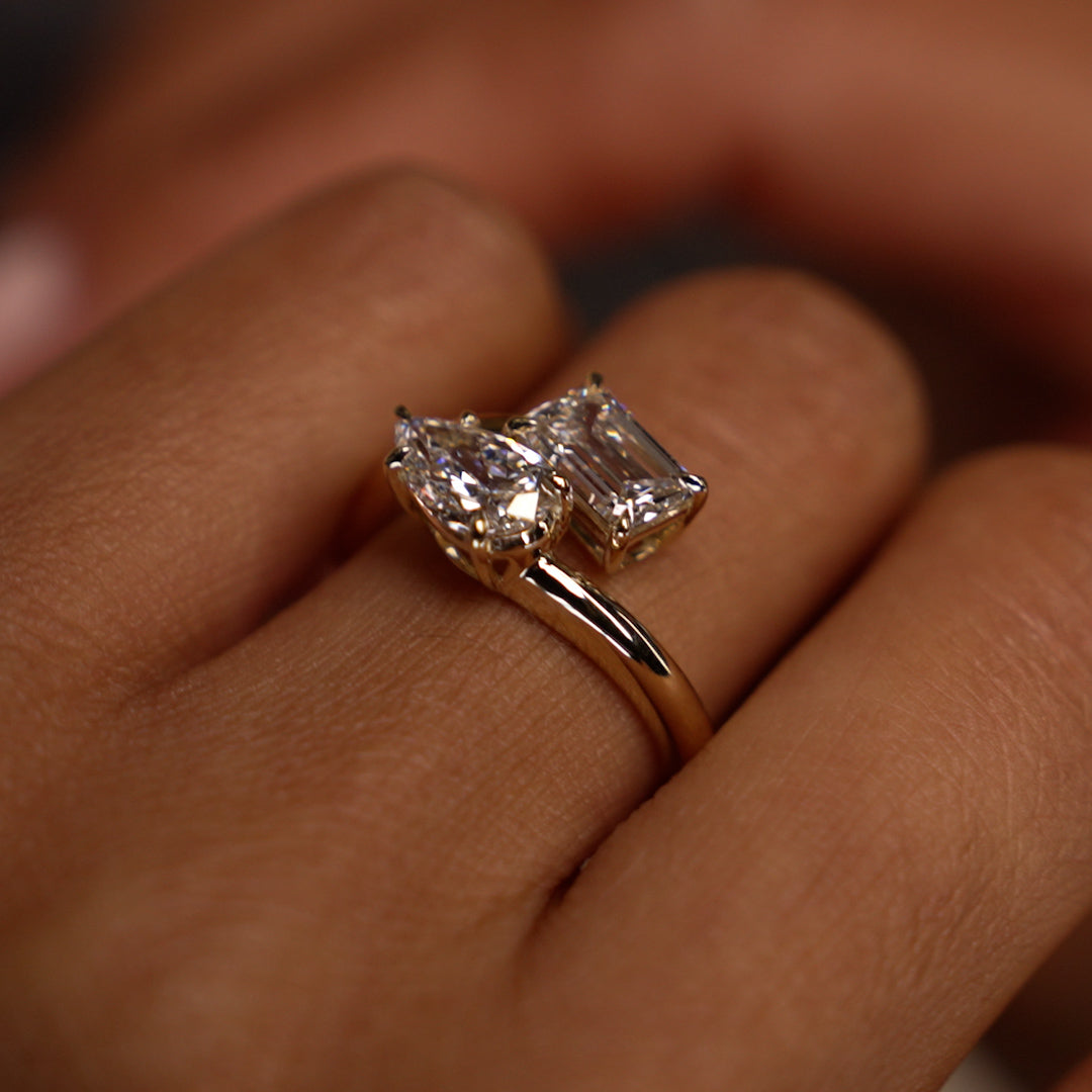 OBFJ0385 - 2.11 Ctw 14k Lab Grown Diamond Two Stone Toi et Moi Ring - Tina 3