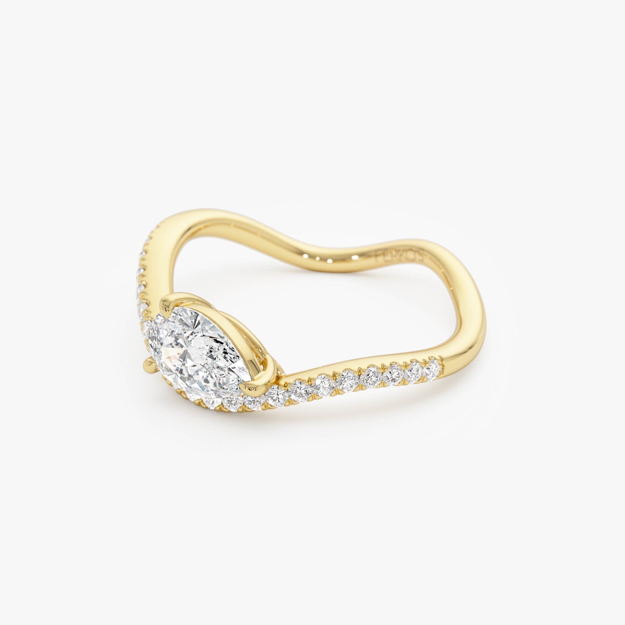 OBFJ0384 - 0.67 Ctw 14k Pear Shaped Lab Grown Diamond Wavy Pavé Ring - Faye 7