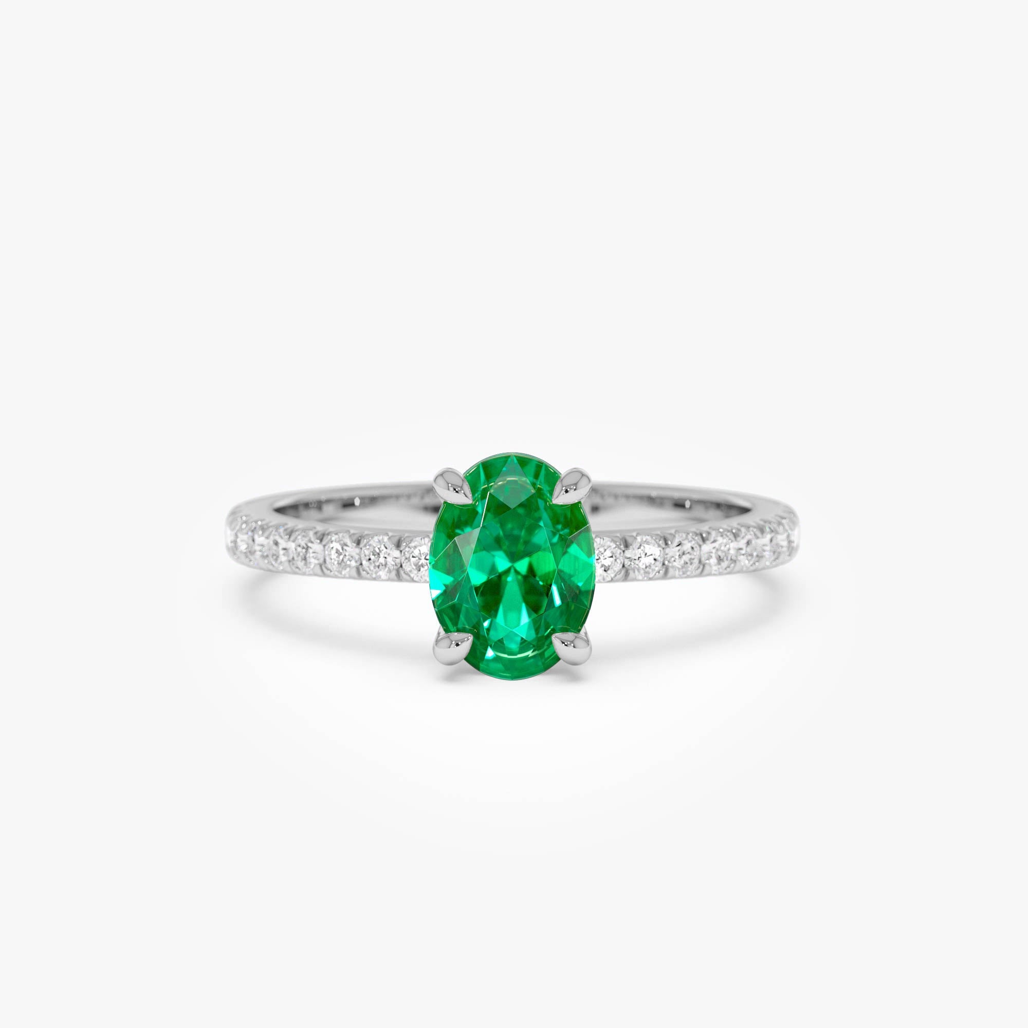 OBFJ0374 - 0.88 Ctw 14k Lab Grown Colombian Emerald and Diamond Ring - Eleni 7