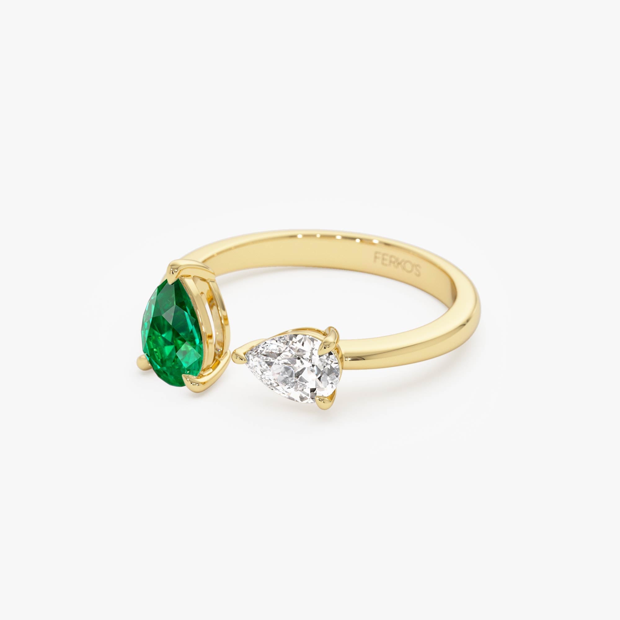 OBFJ0380 - 0.66 Ctw Lab Grown Diamond and Emerald Toi et Moi Ring - Evita 7
