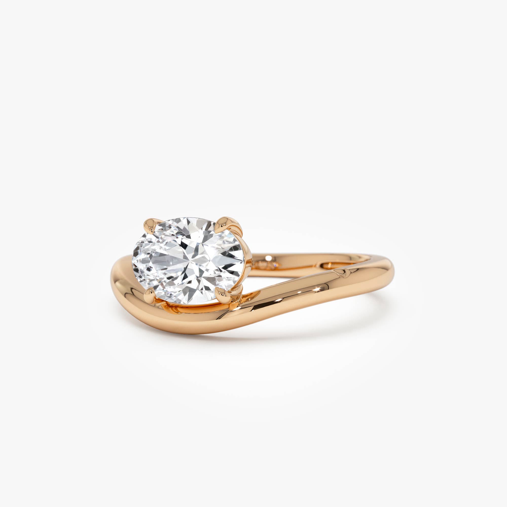 OBFJ0401 - 1ct Oval Shaped Lab Grown Contemporary Diamond Engagement Ring - Clio 5
