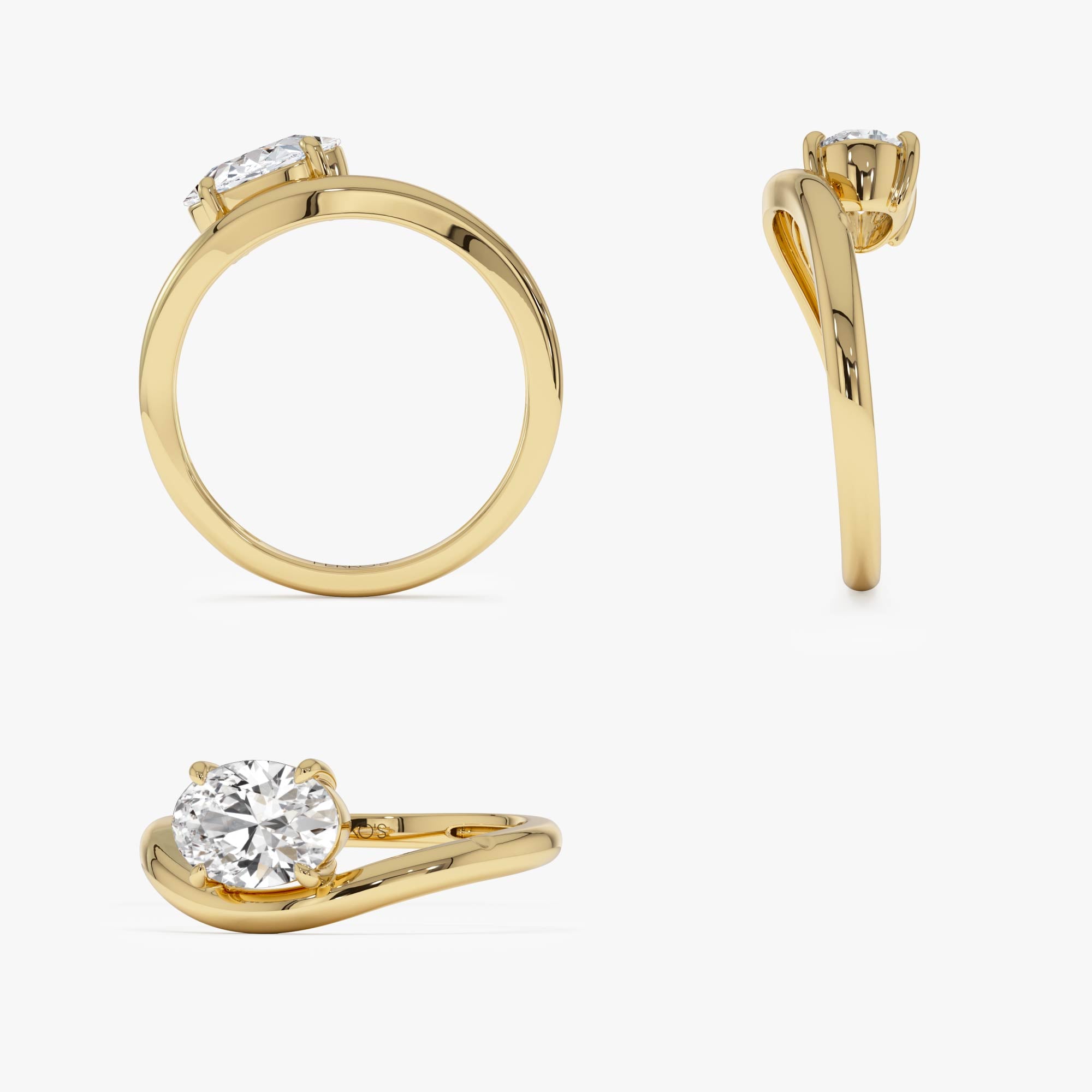 OBFJ0401 - 1ct Oval Shaped Lab Grown Contemporary Diamond Engagement Ring - Clio 8