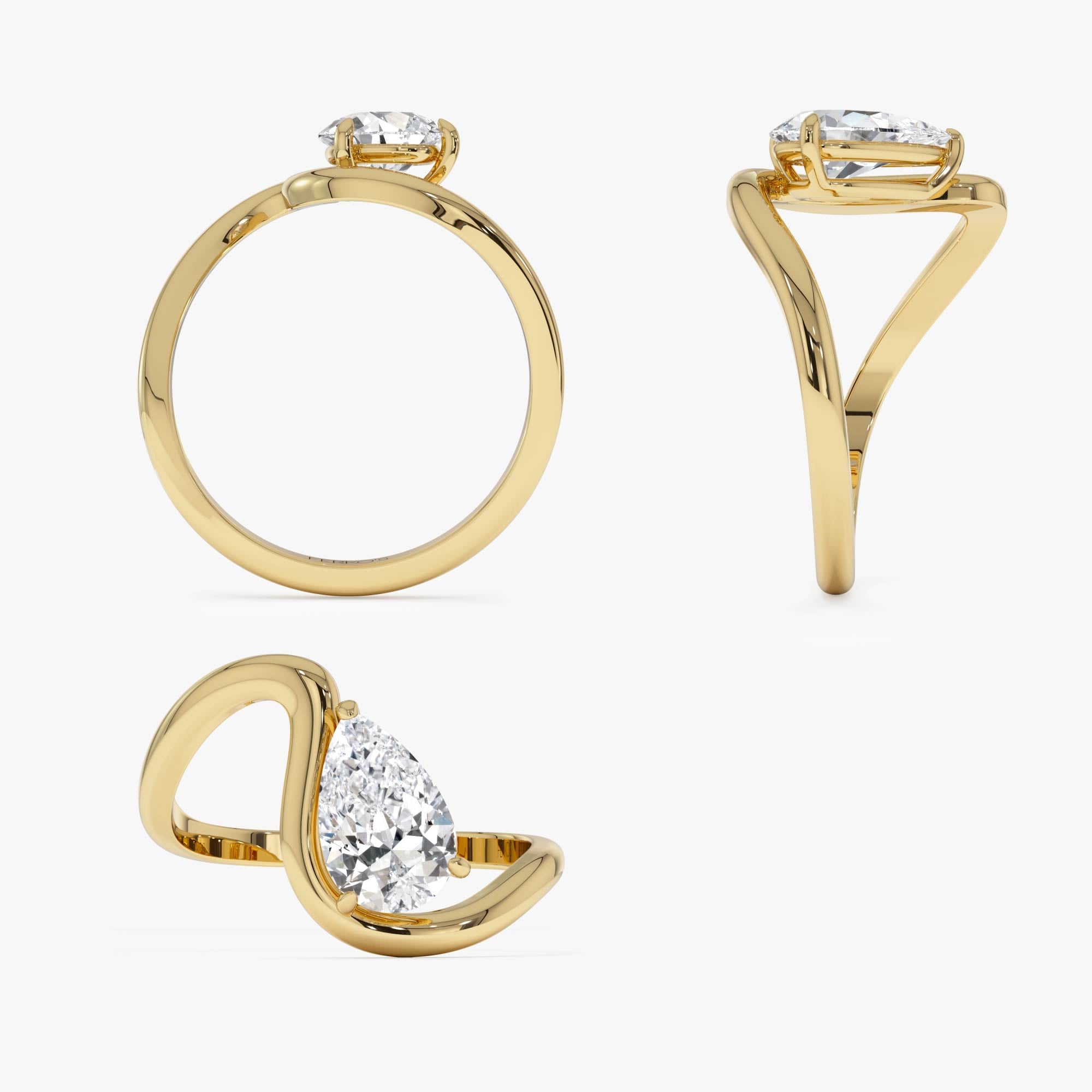 OBFJ0299 - 14k 1 CTW Pear Shape Lab Grown Diamond Ring - Bona 8