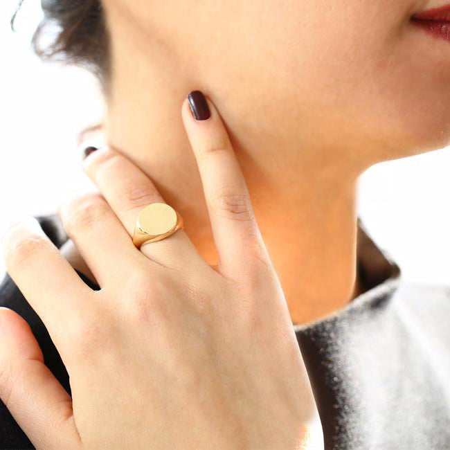 OBFJ1610 - 14k Gold Engravable Signet Ring 2