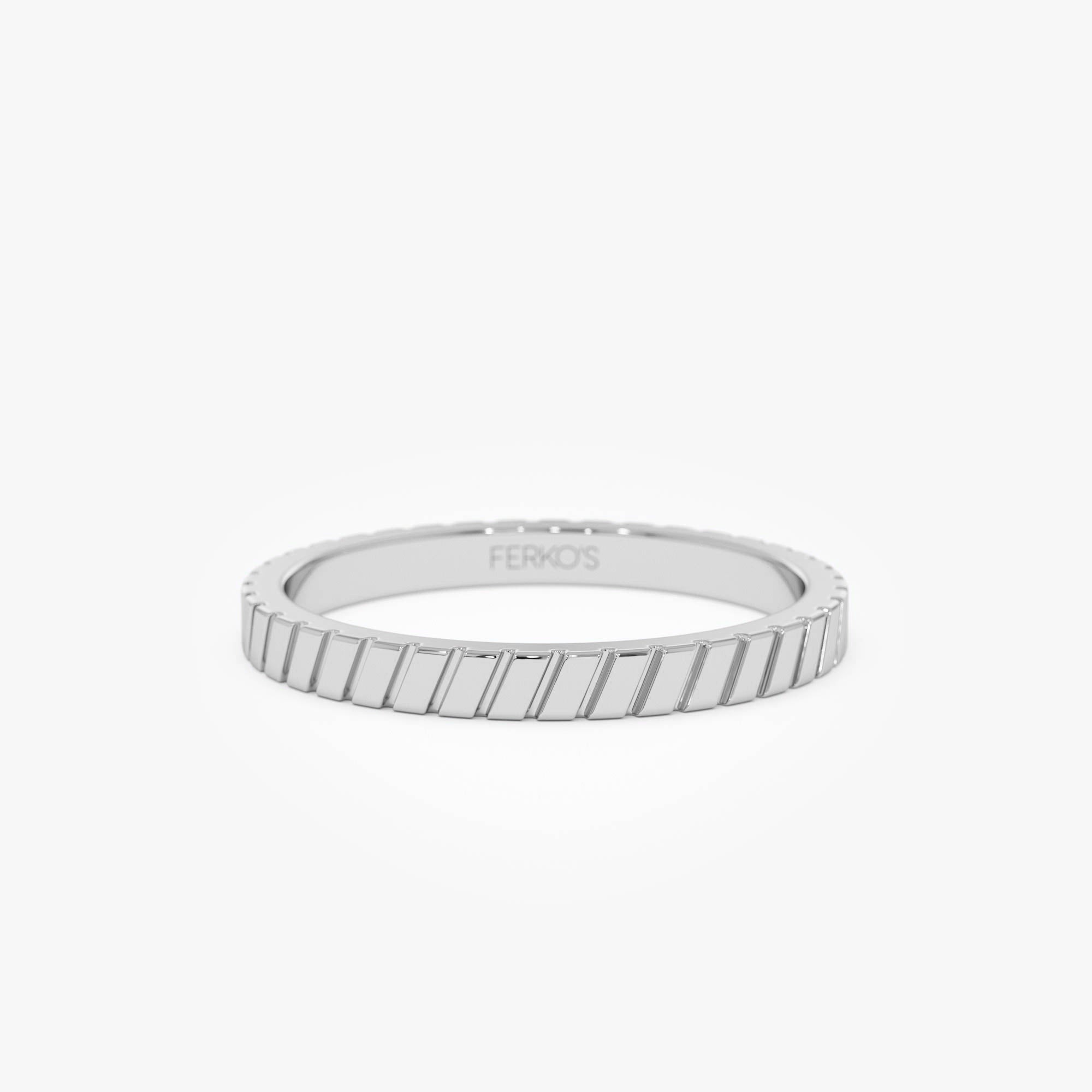 OBFJ0860 - 14k Diagonal Fluted Band Ring 7