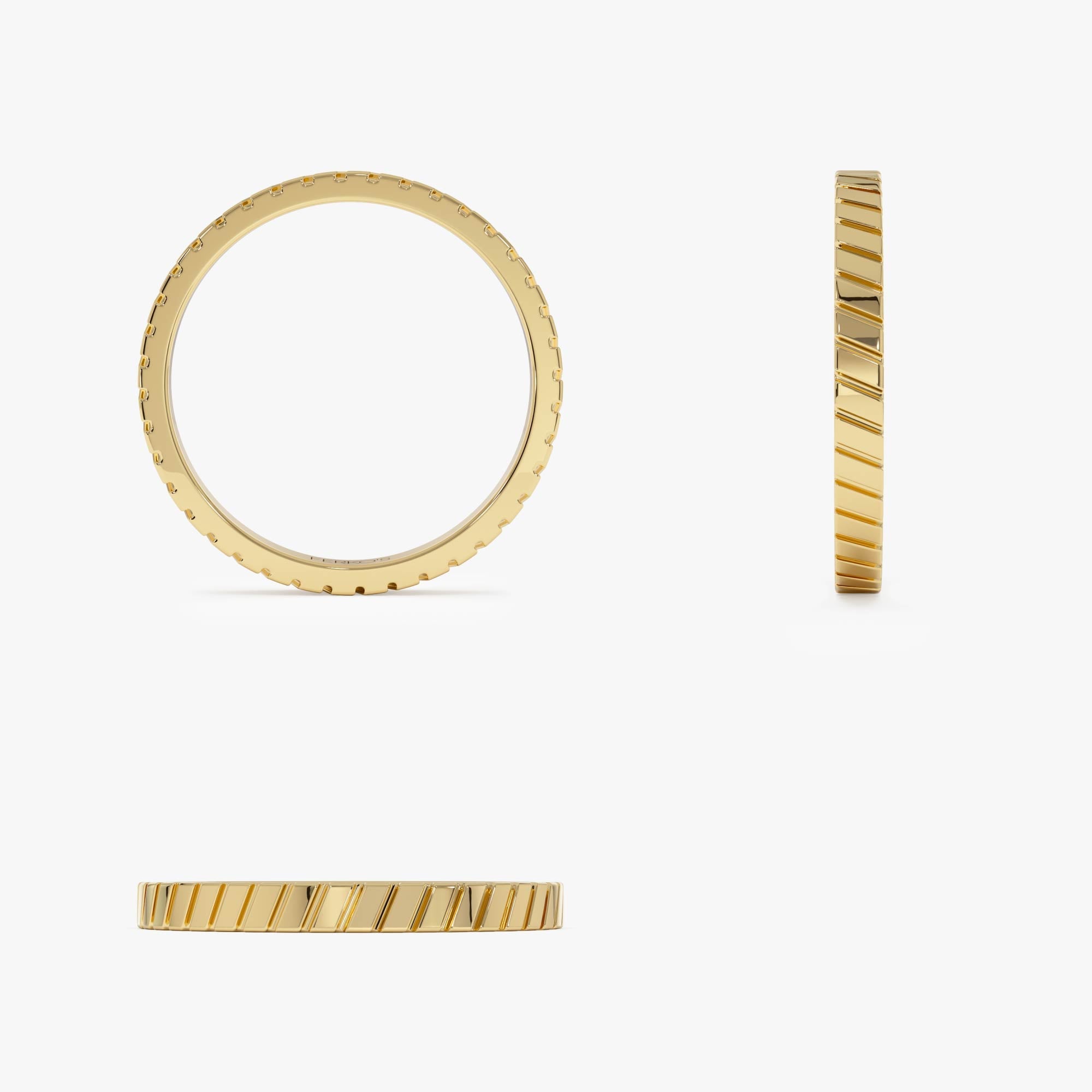 OBFJ0860 - 14k Diagonal Fluted Band Ring 9