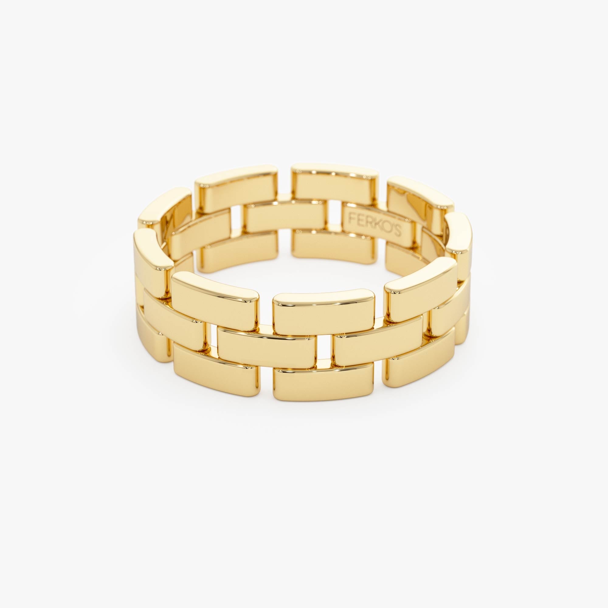 OBFJ0861 - 14k Wide Chain Link Ring 7