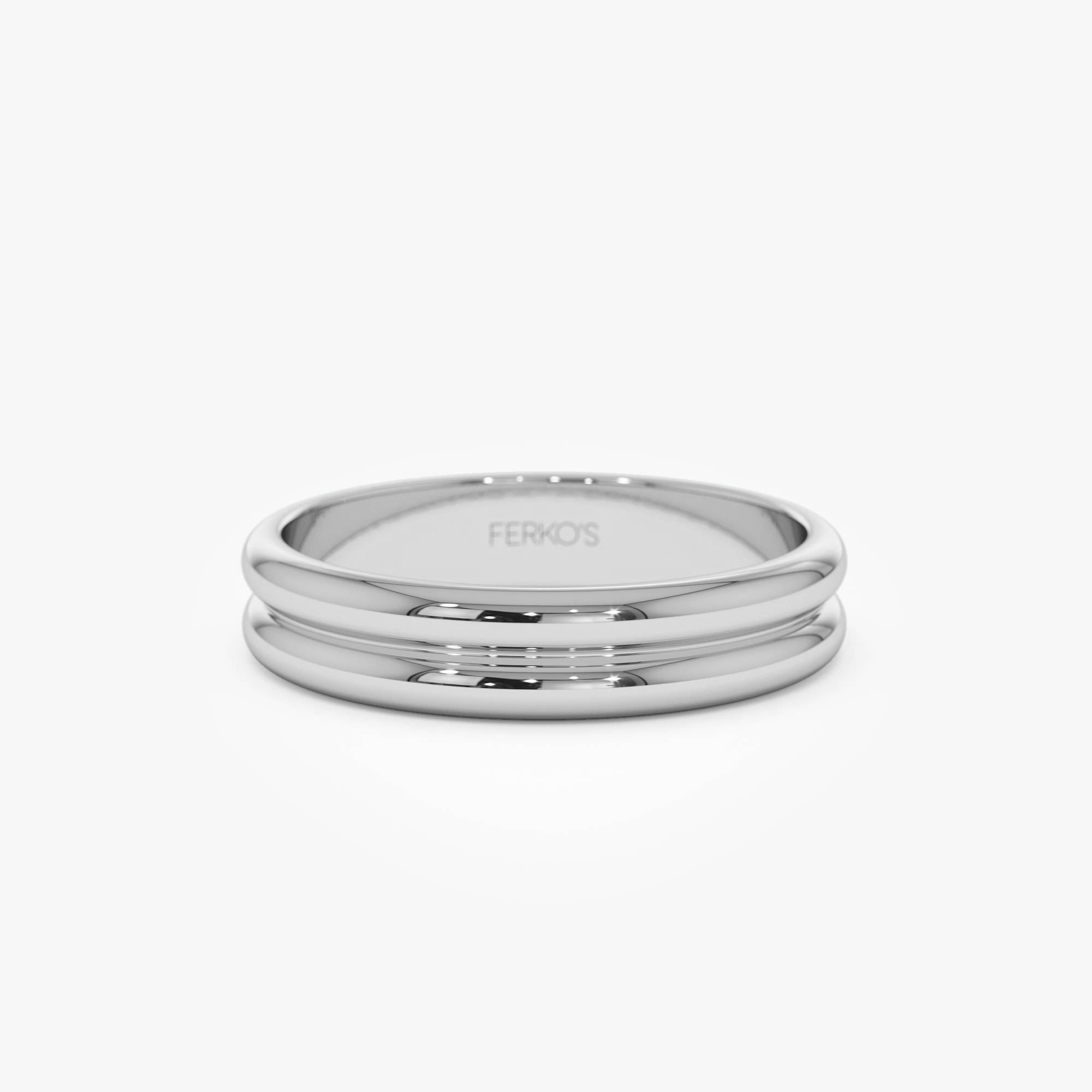 OBFJ0866 - 14k Double Dome Band Wedding Ring 7
