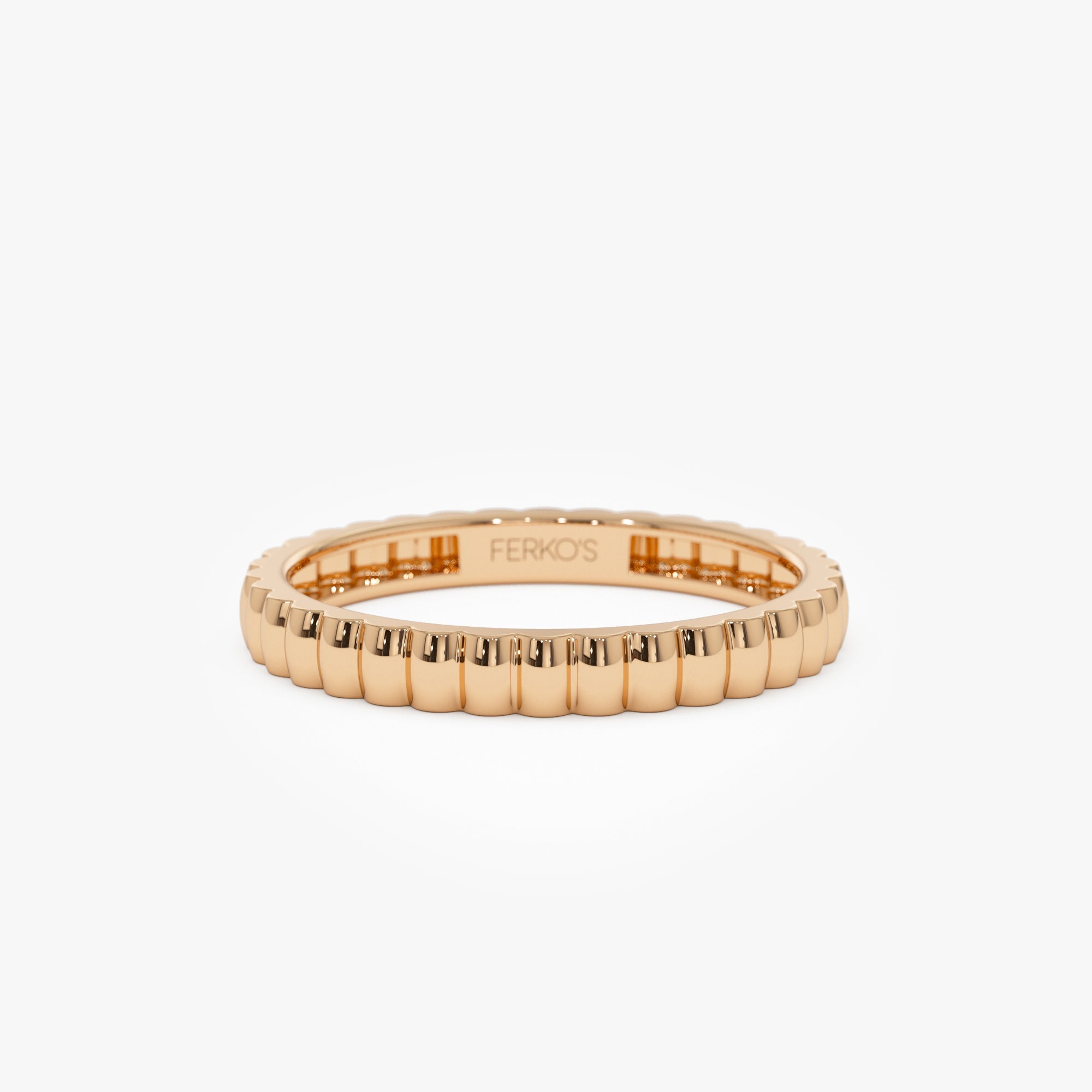 OBFJ0918 - 14K 2.5MM Ribbed Gold Band 6