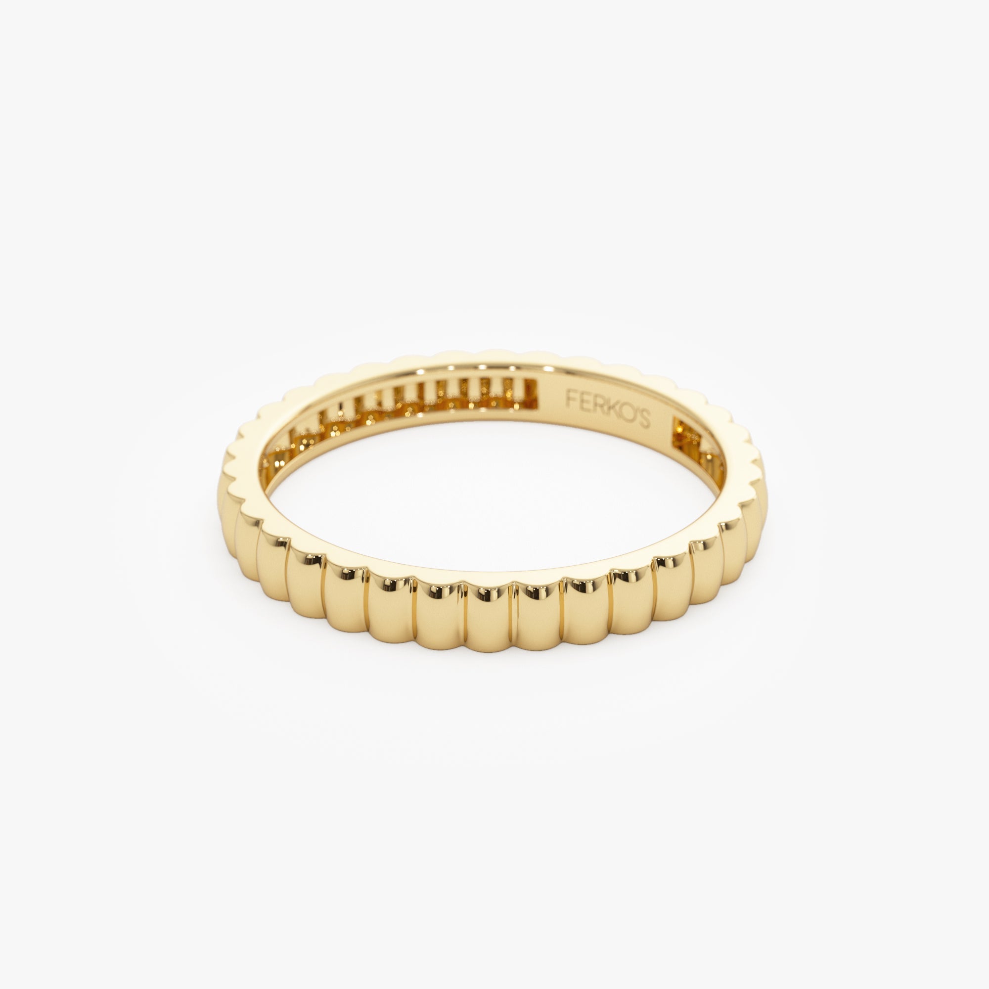 OBFJ0918 - 14K 2.5MM Ribbed Gold Band 8