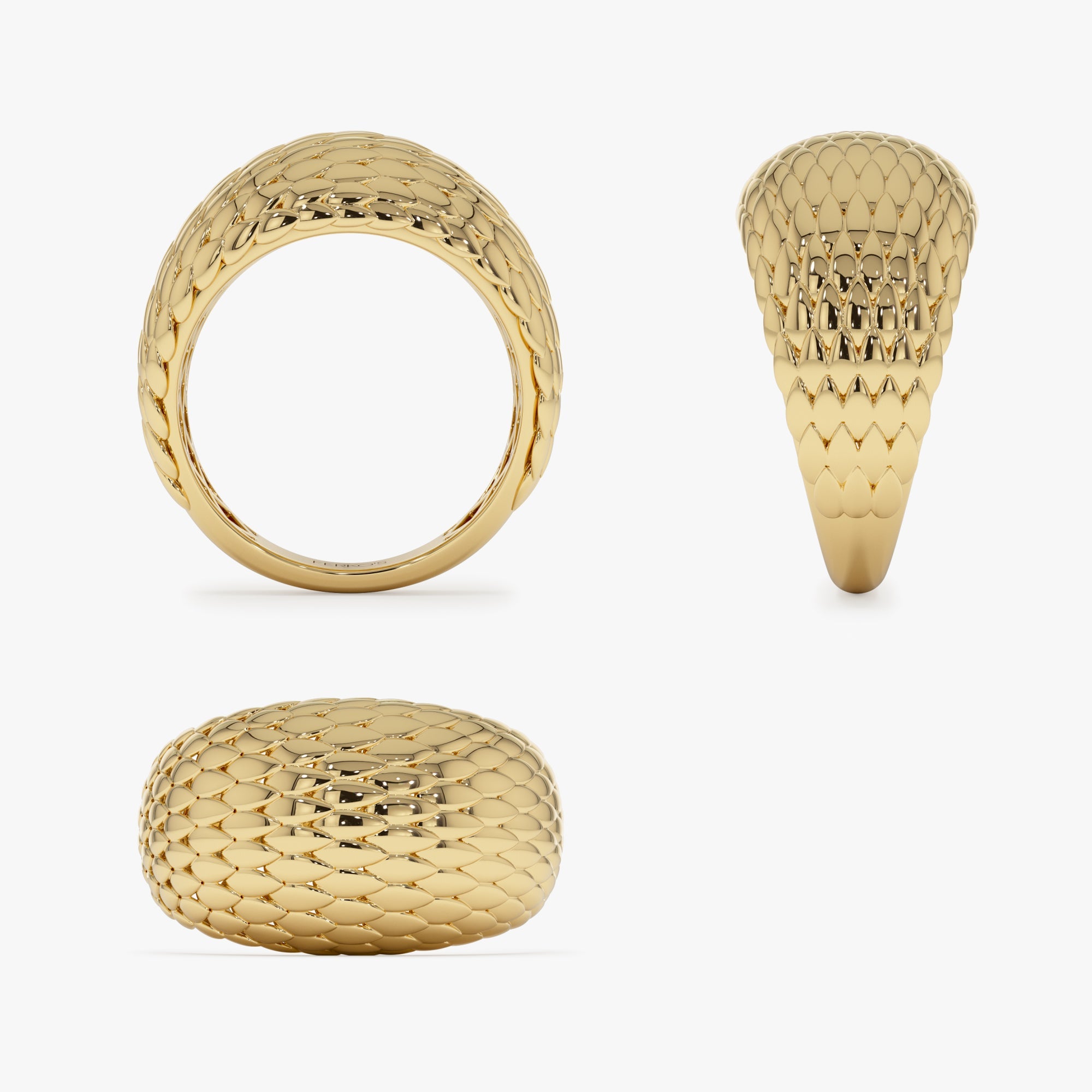 OBFJ0921 - 14K Chunky Snake Skin Texture Ring 8