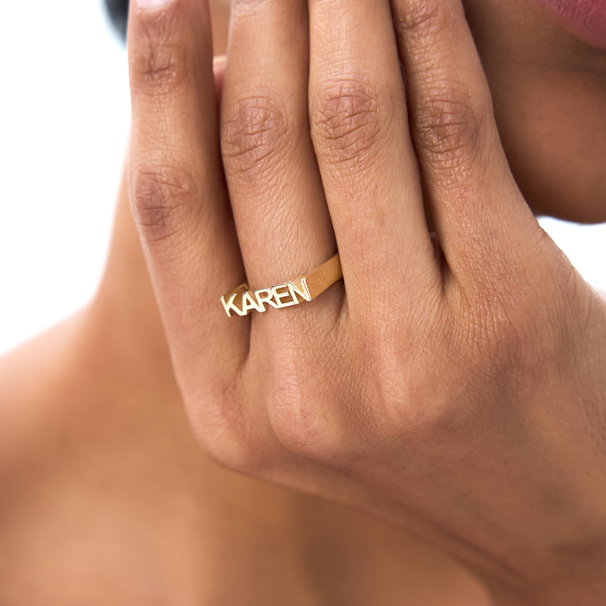 OBFJ0436 - 14K Personalized Bold Gold Nameplate Ring 3