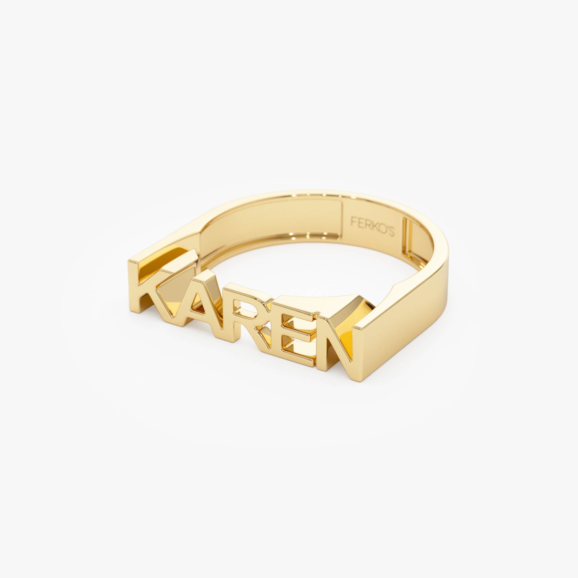 OBFJ0436 - 14K Personalized Bold Gold Nameplate Ring 9